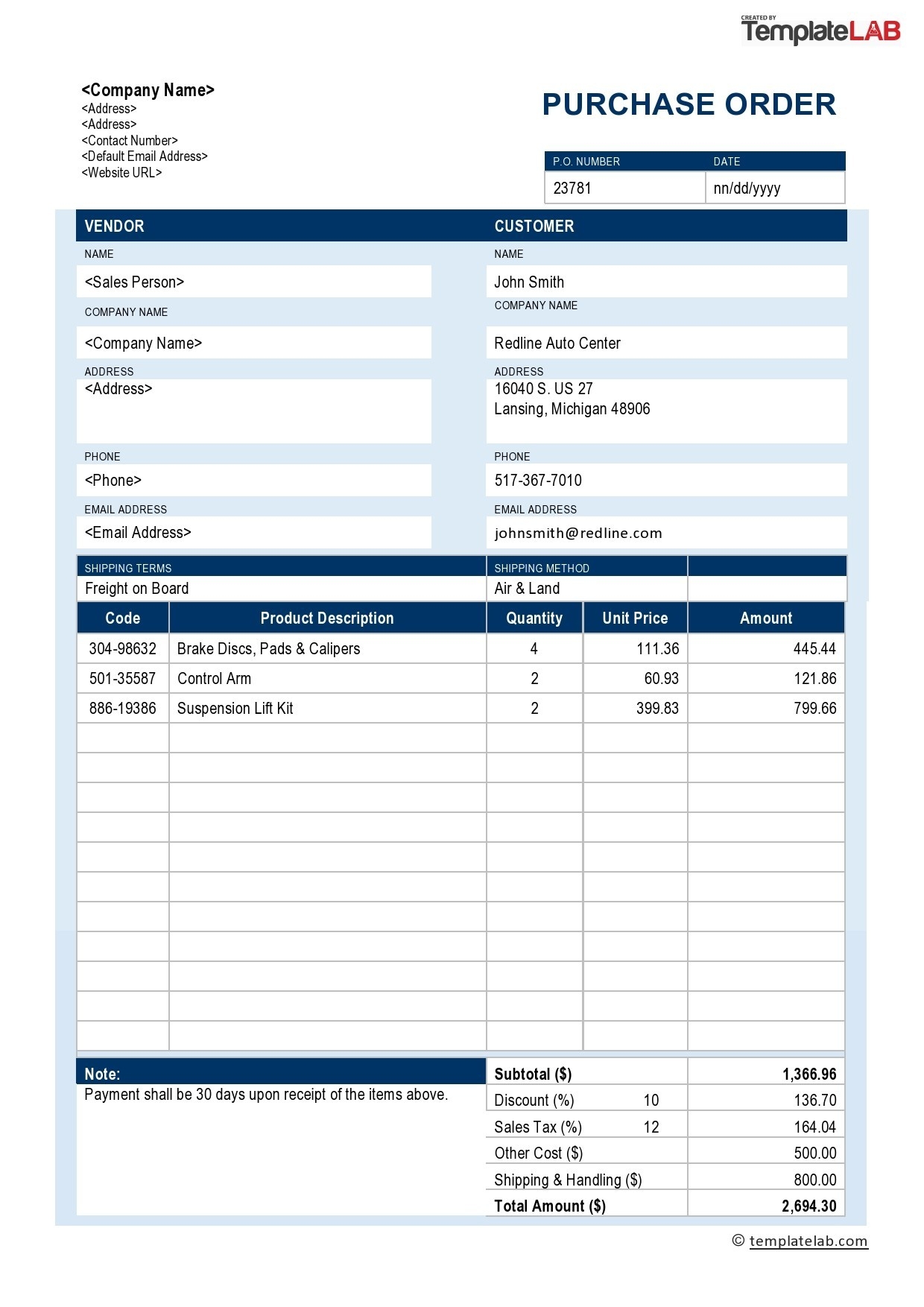 18 Free Purchase Order Templates in Word Excel PDF 