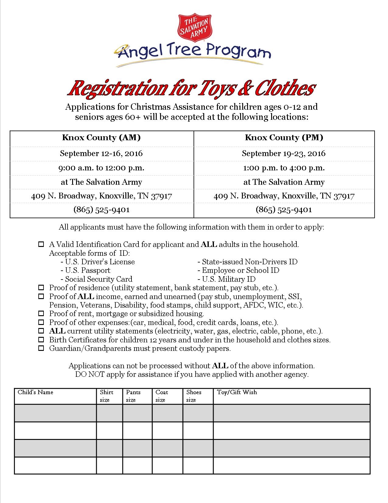 2016 Angel Tree Registration FAQ The Salvation Army Of Knoxville Blog