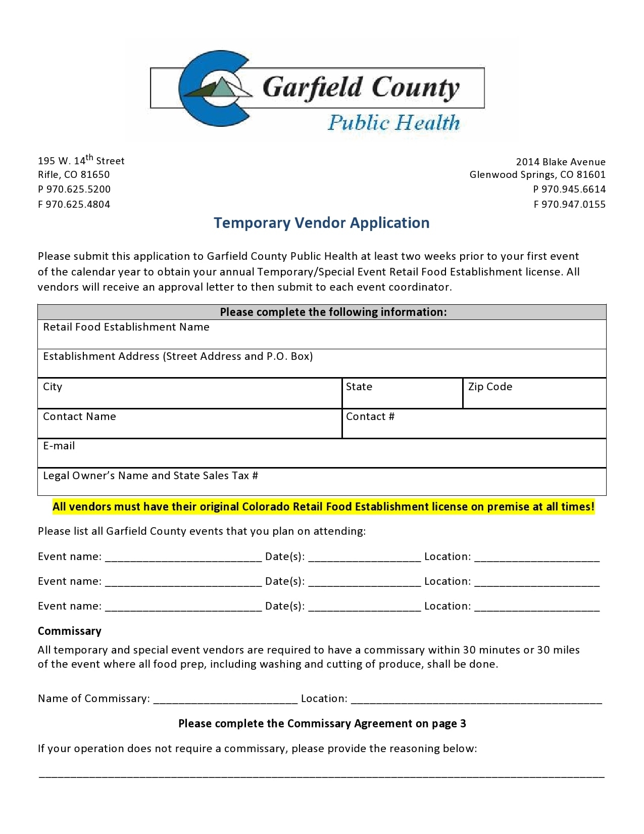 Vendor Form Template