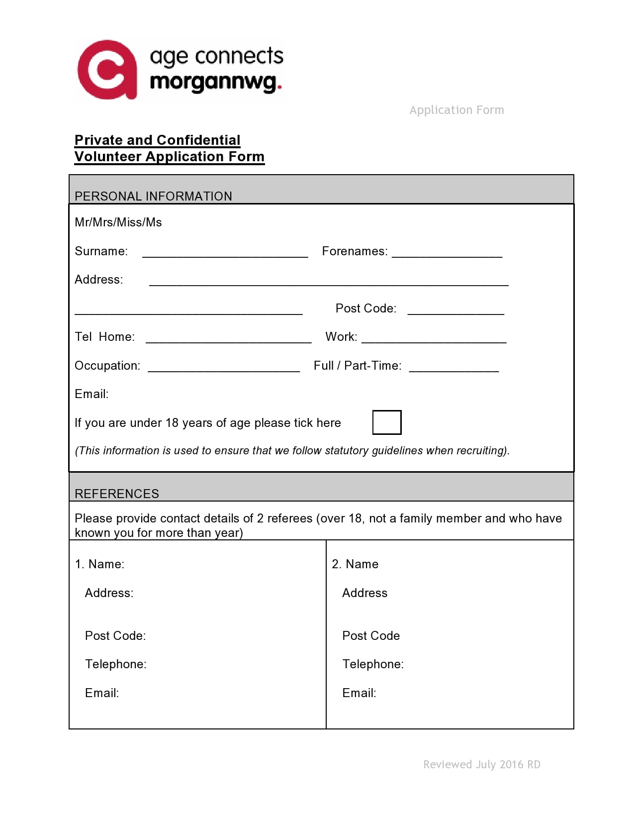 30 Printable Volunteer Application Templates Free TemplateArchive