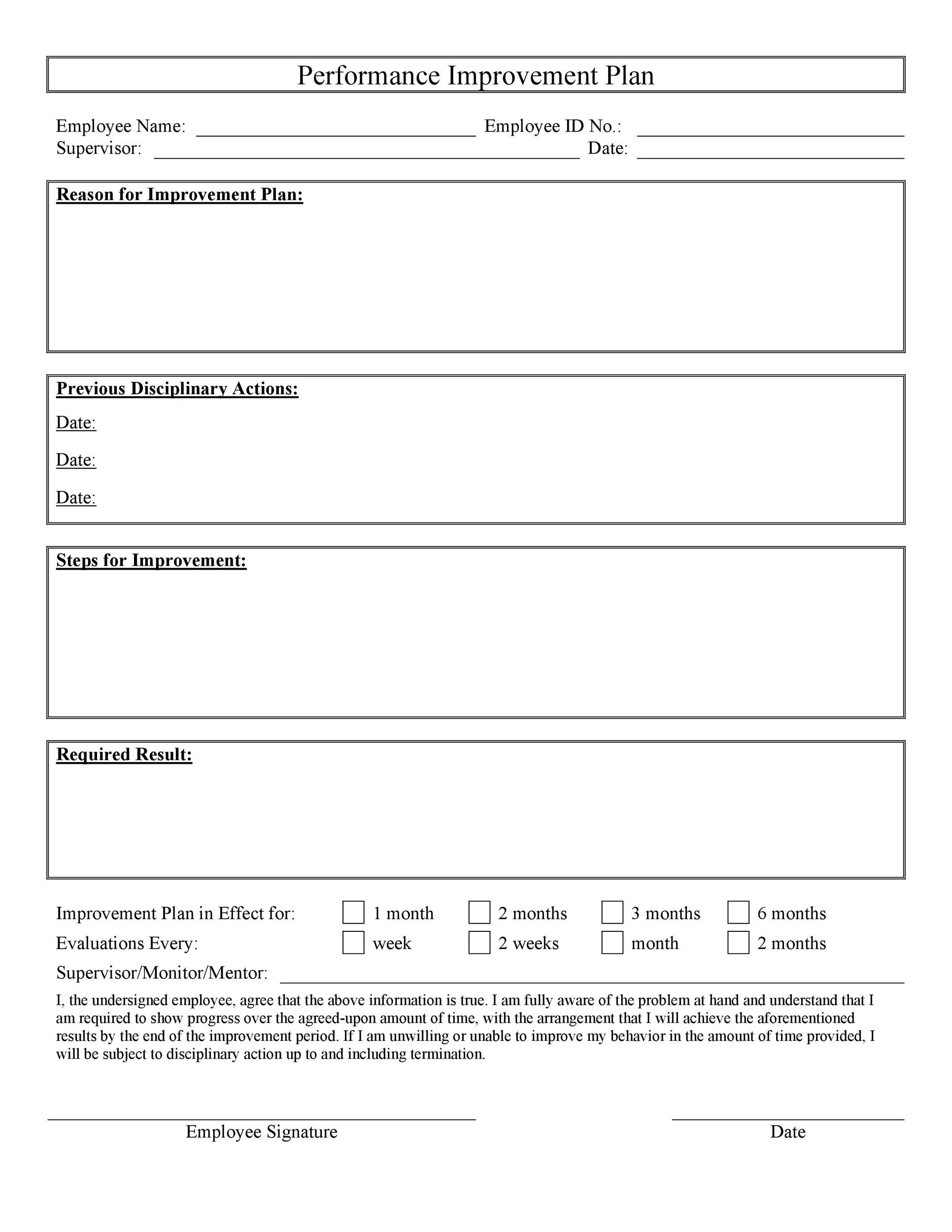 40 Performance Improvement Plan Templates Examples