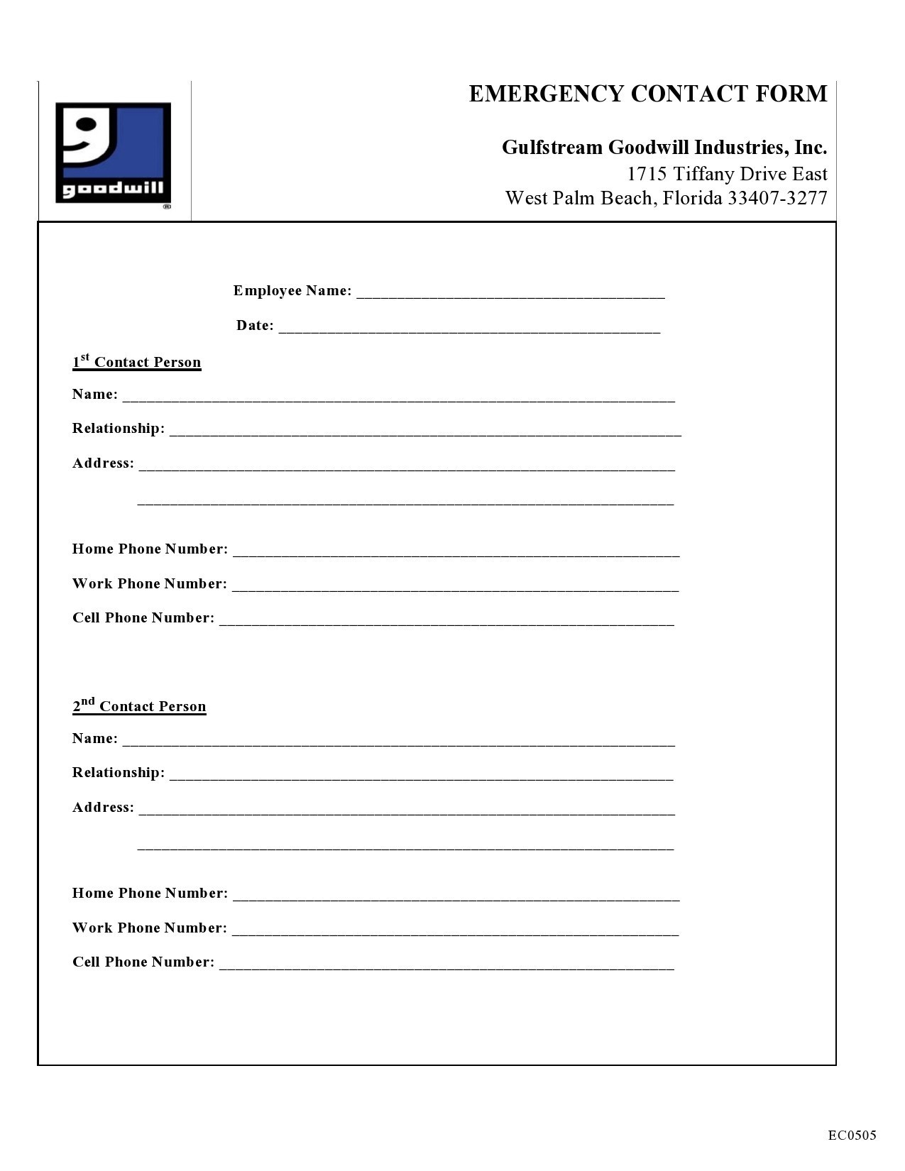 Emergency Contact Form Template Free