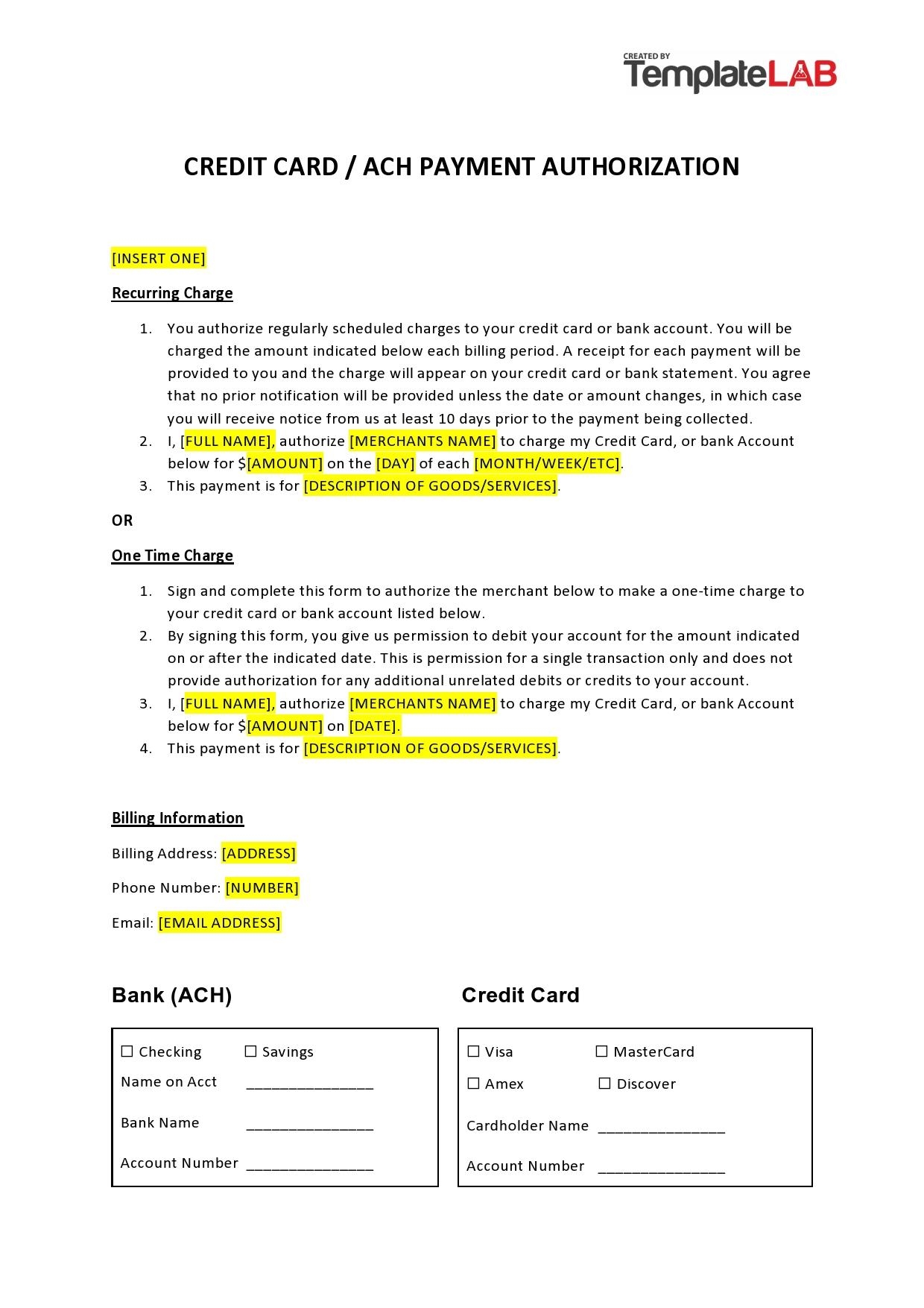 43 Credit Card Authorization Forms Templates Ready to Use 