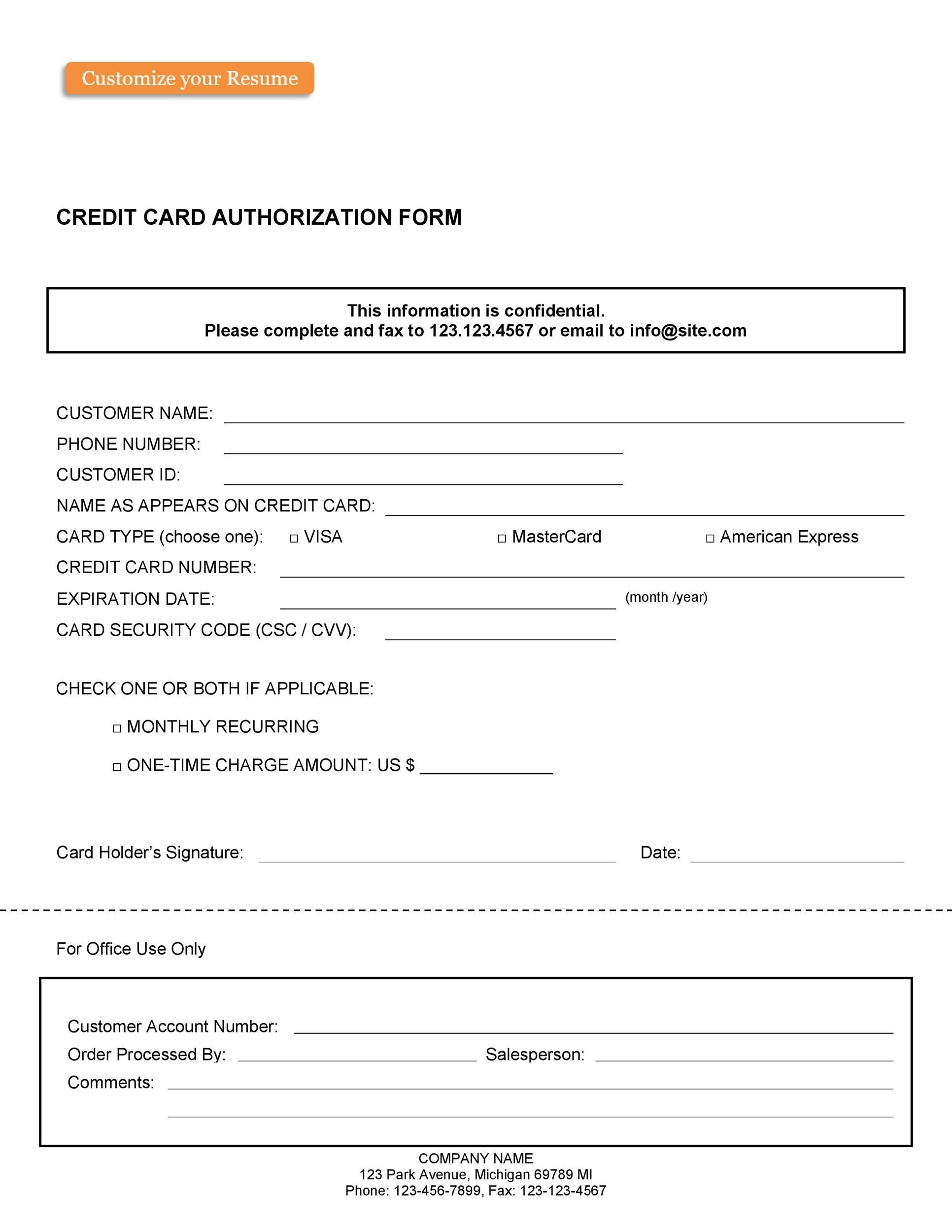43 Credit Card Authorization Forms Templates Ready to Use 