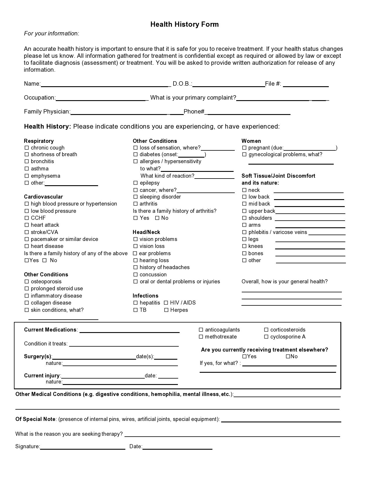 43 Medical Health History Forms PDF Word TemplateLab