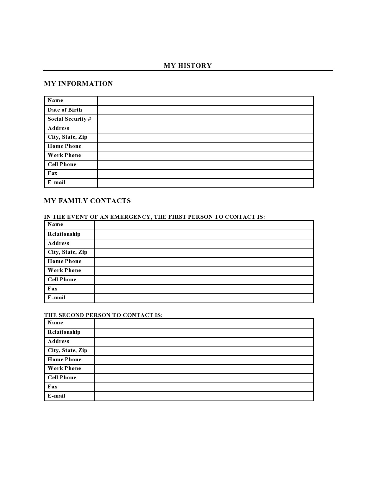 43 Medical Health History Forms PDF Word TemplateLab