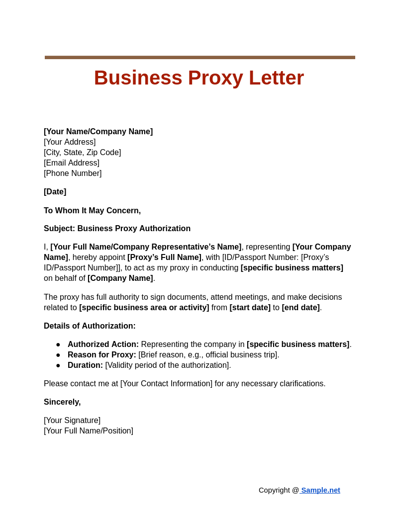 44 FREE Proxy Letter Samples To Download