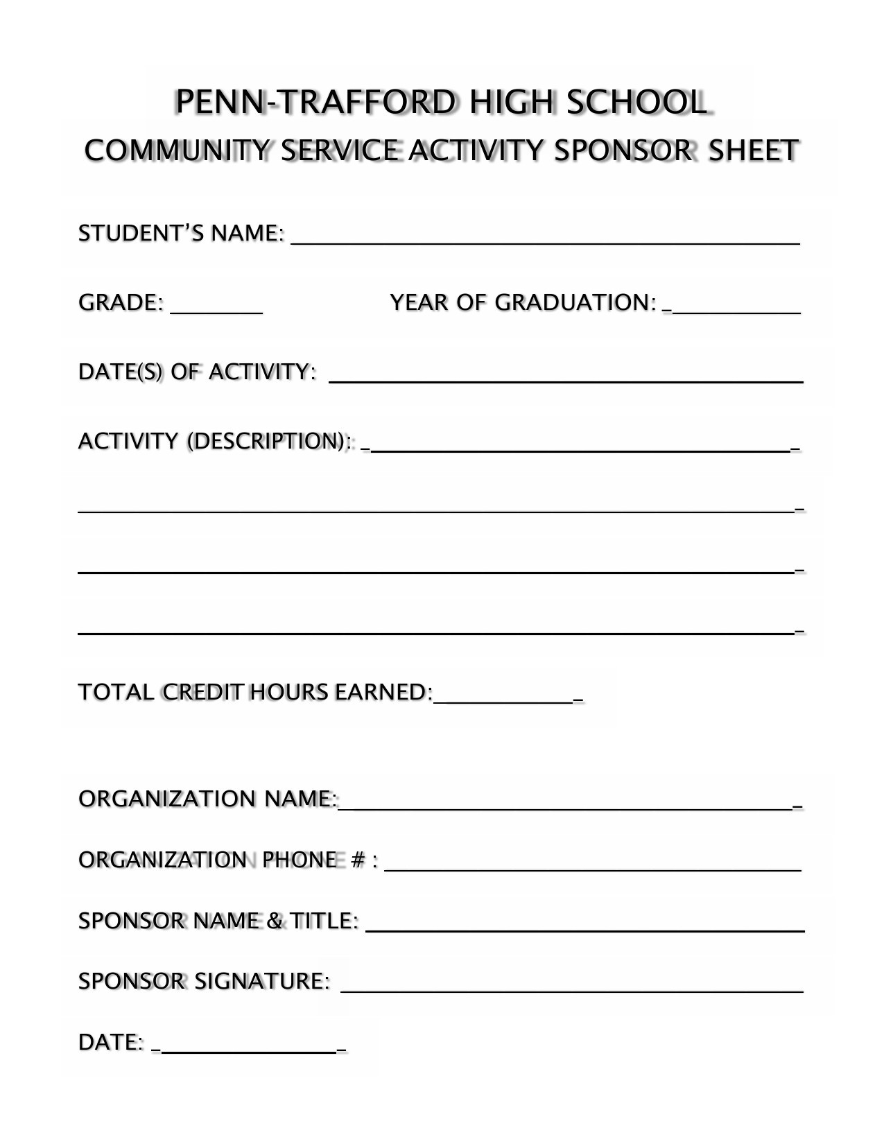 44 Printable Community Service Forms MS Word TemplateLab
