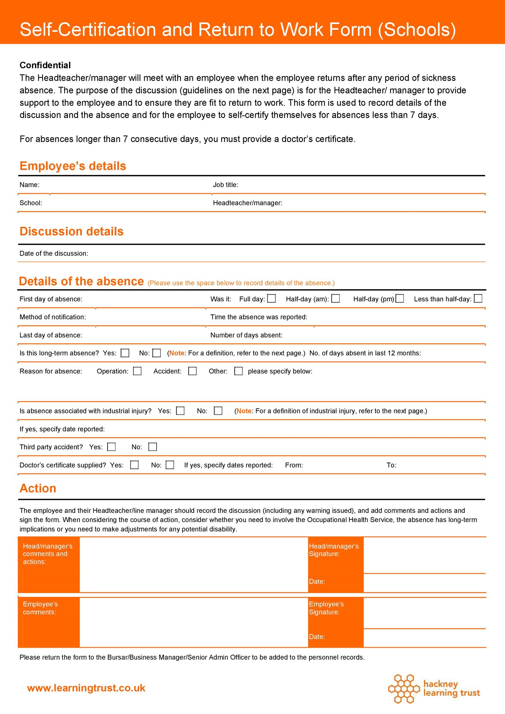 Work Release Form Template