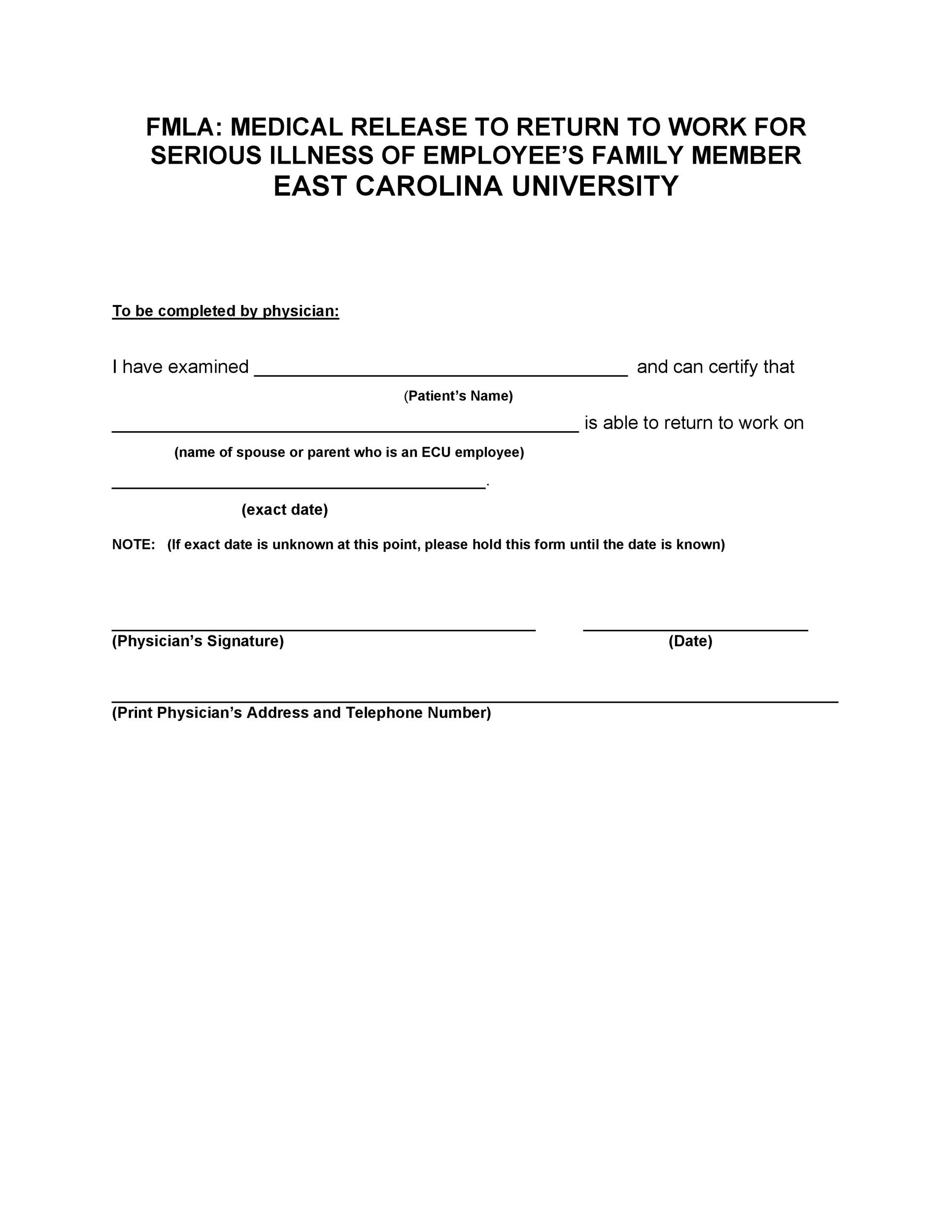 49 Best Return To Work Work Release Forms TemplateLab