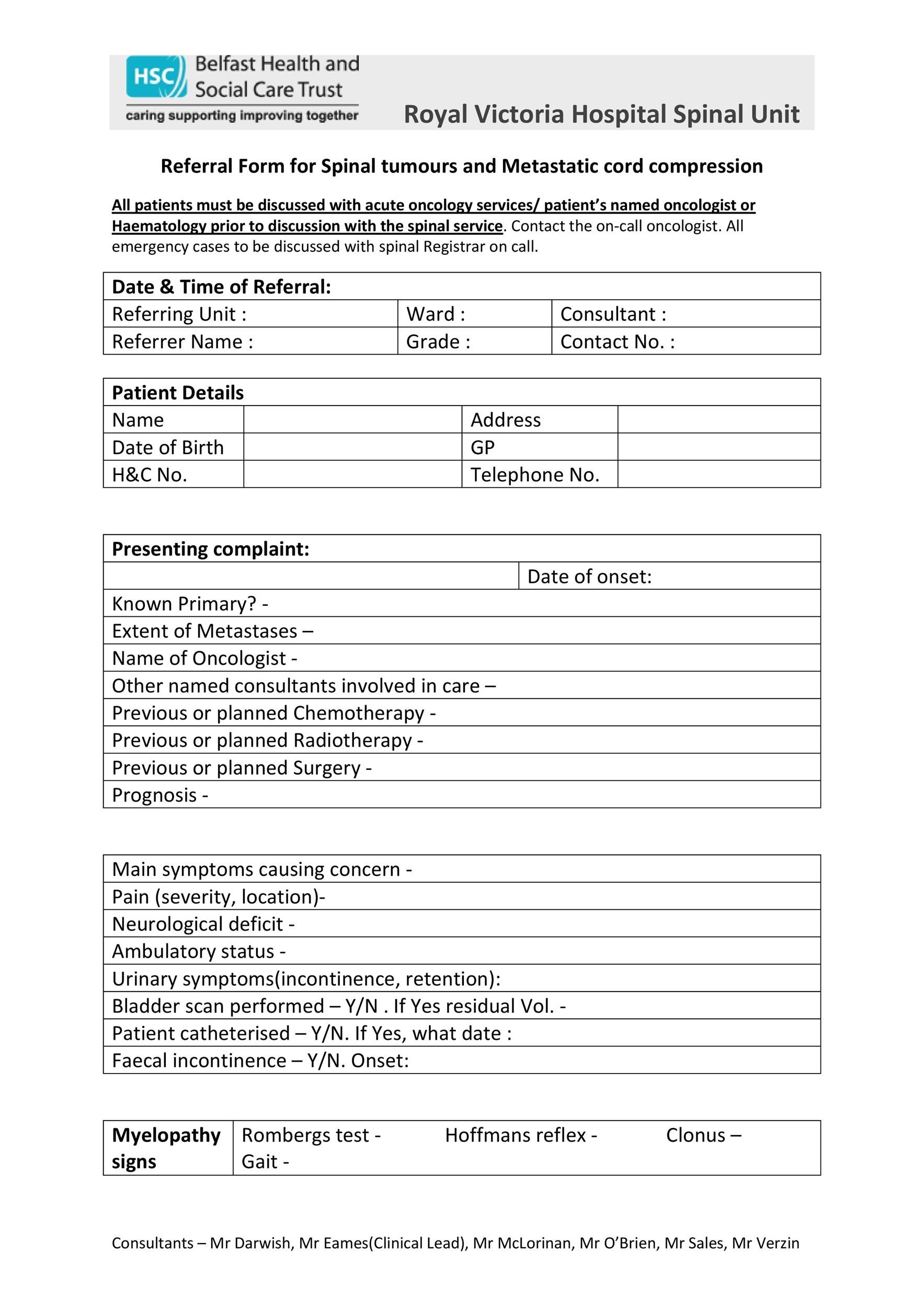Medical Referral Form Template Free