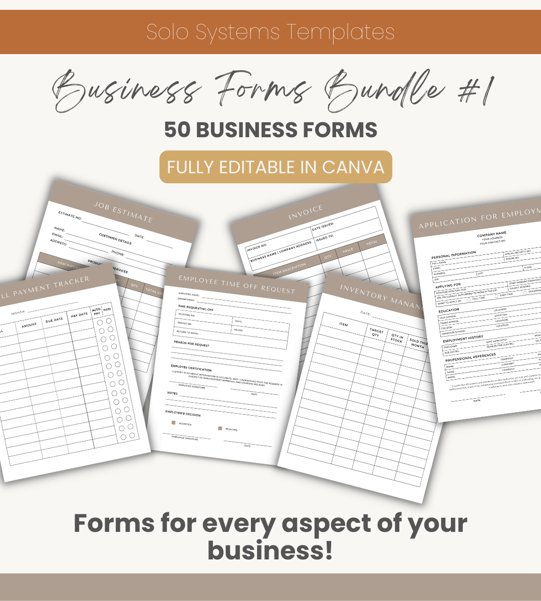 50 Editable Business Forms Solo Systems Templates
