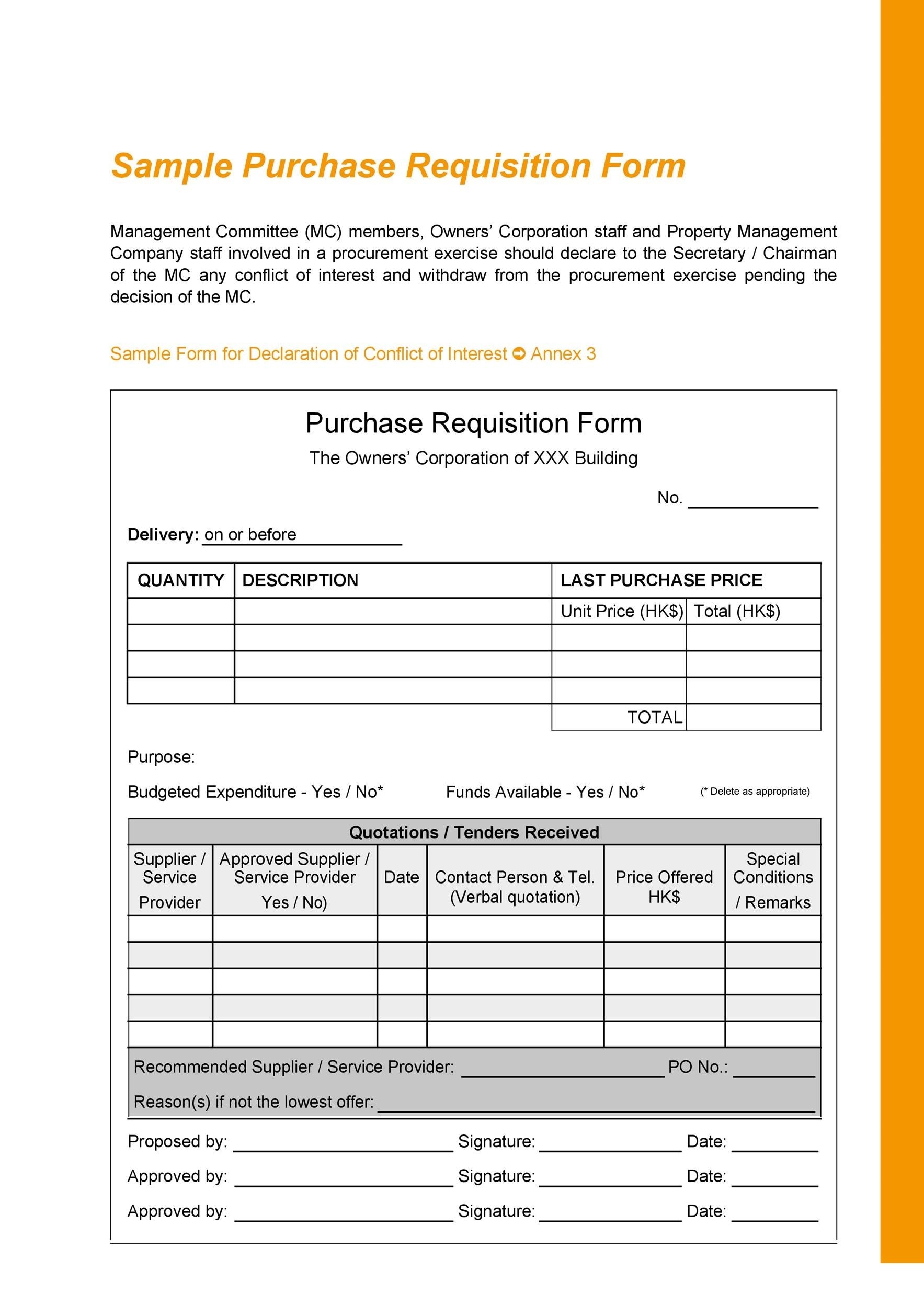 50 Professional Requisition Forms Purchase Materials Lab 