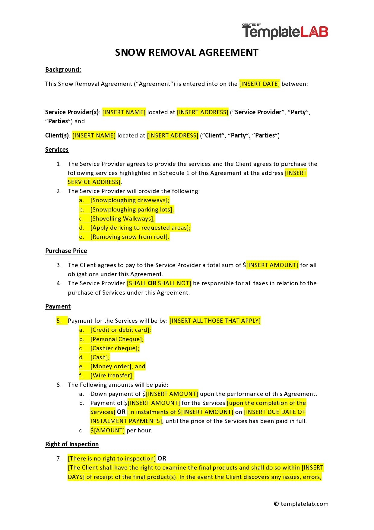 Standard Form Contract Template