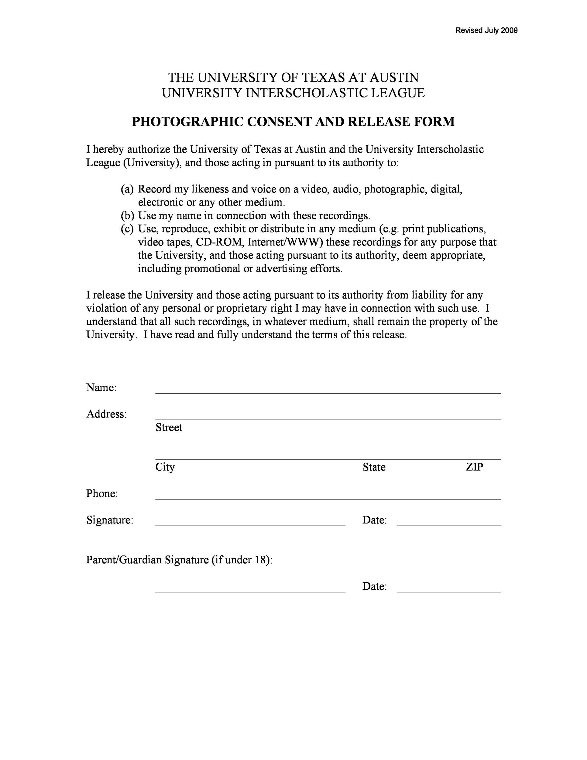 Photo Release Form Template Word
