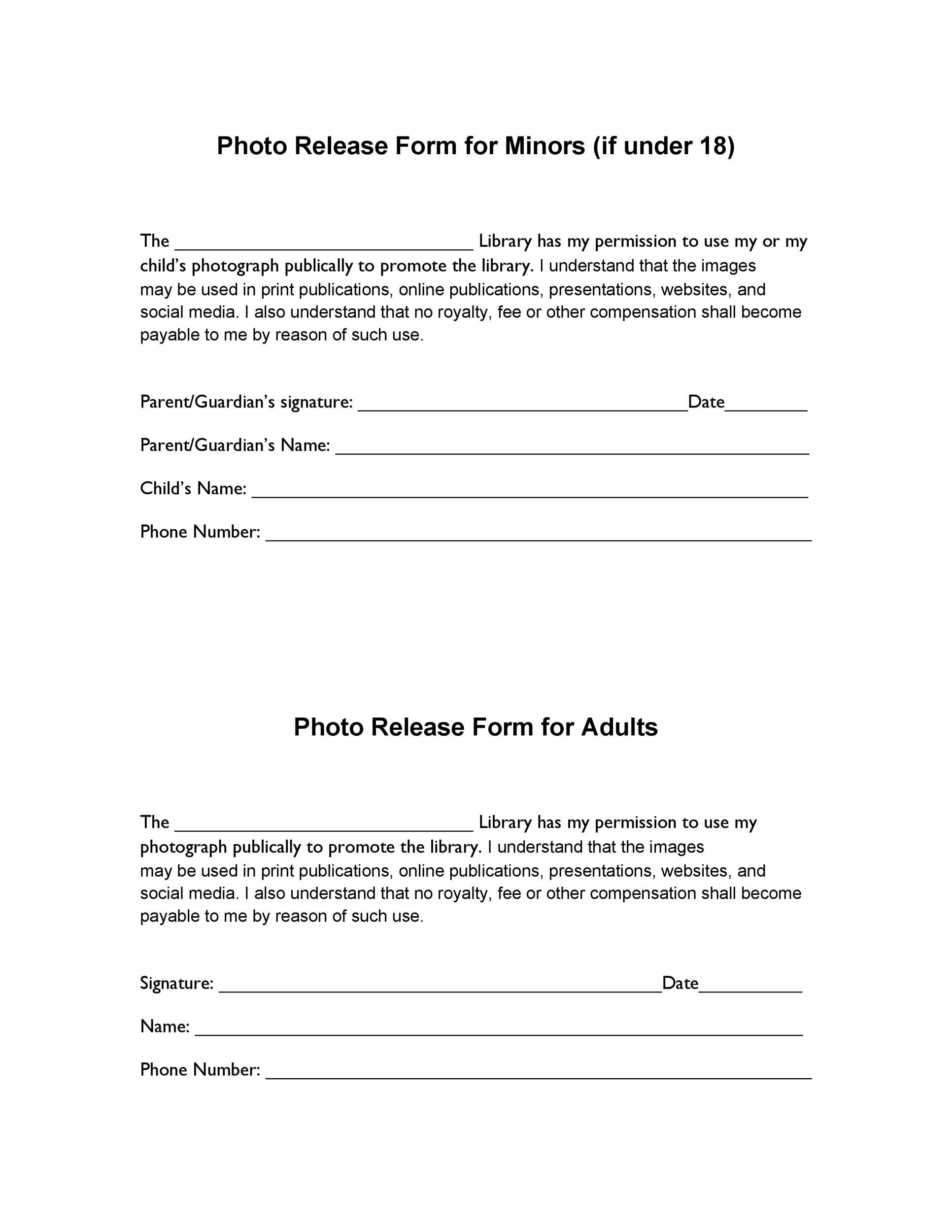 53 Standard Photo Release Forms Free TemplateLab