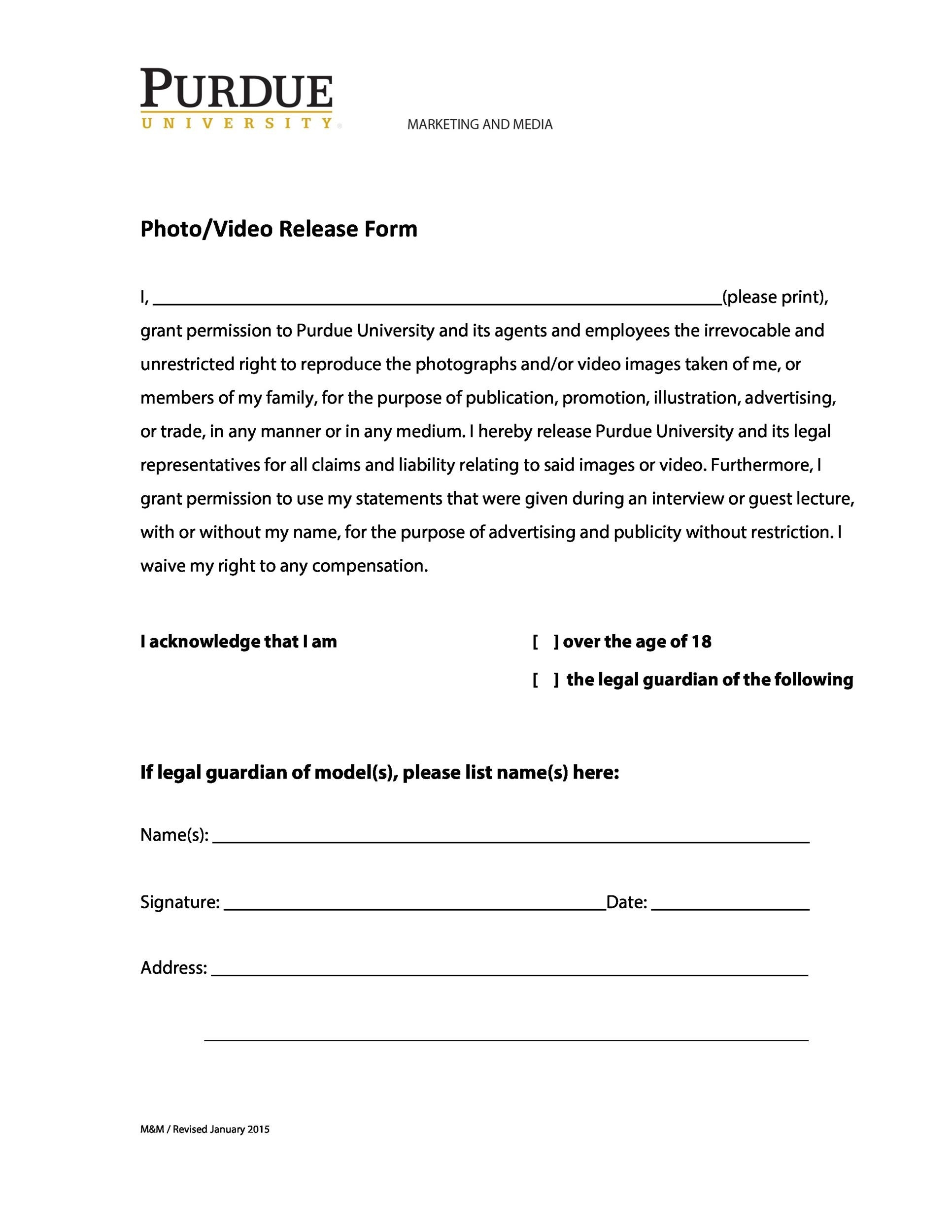 Photoshoot Release Form Template