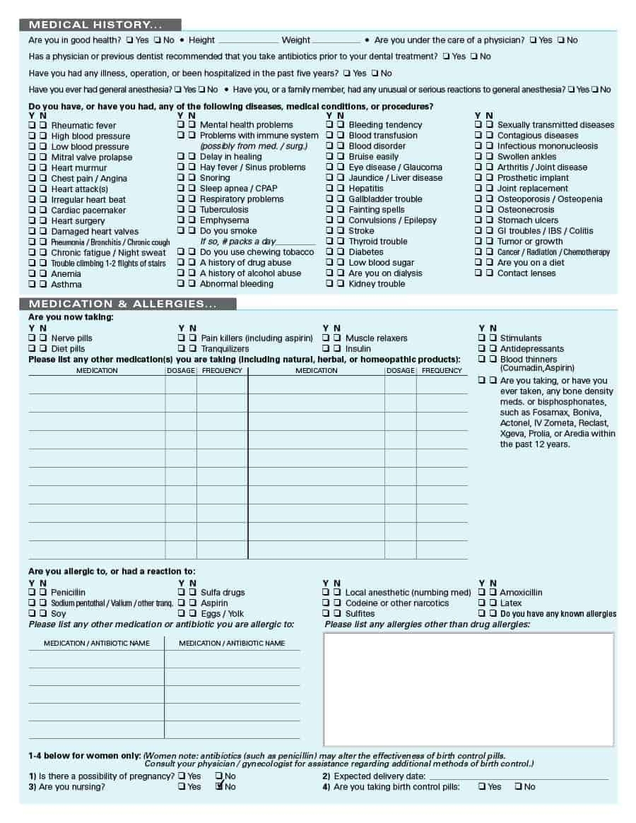 Medical History Form Template