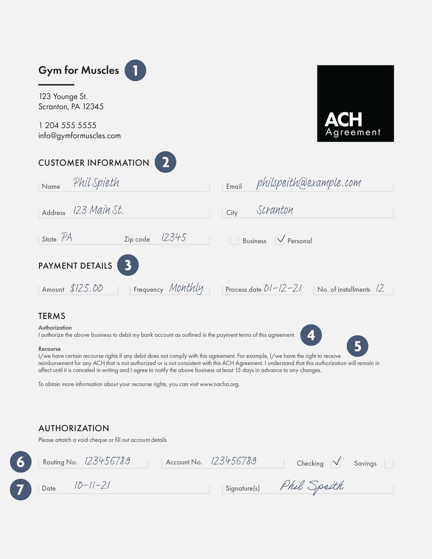 Bank Authorization Ach Form Template