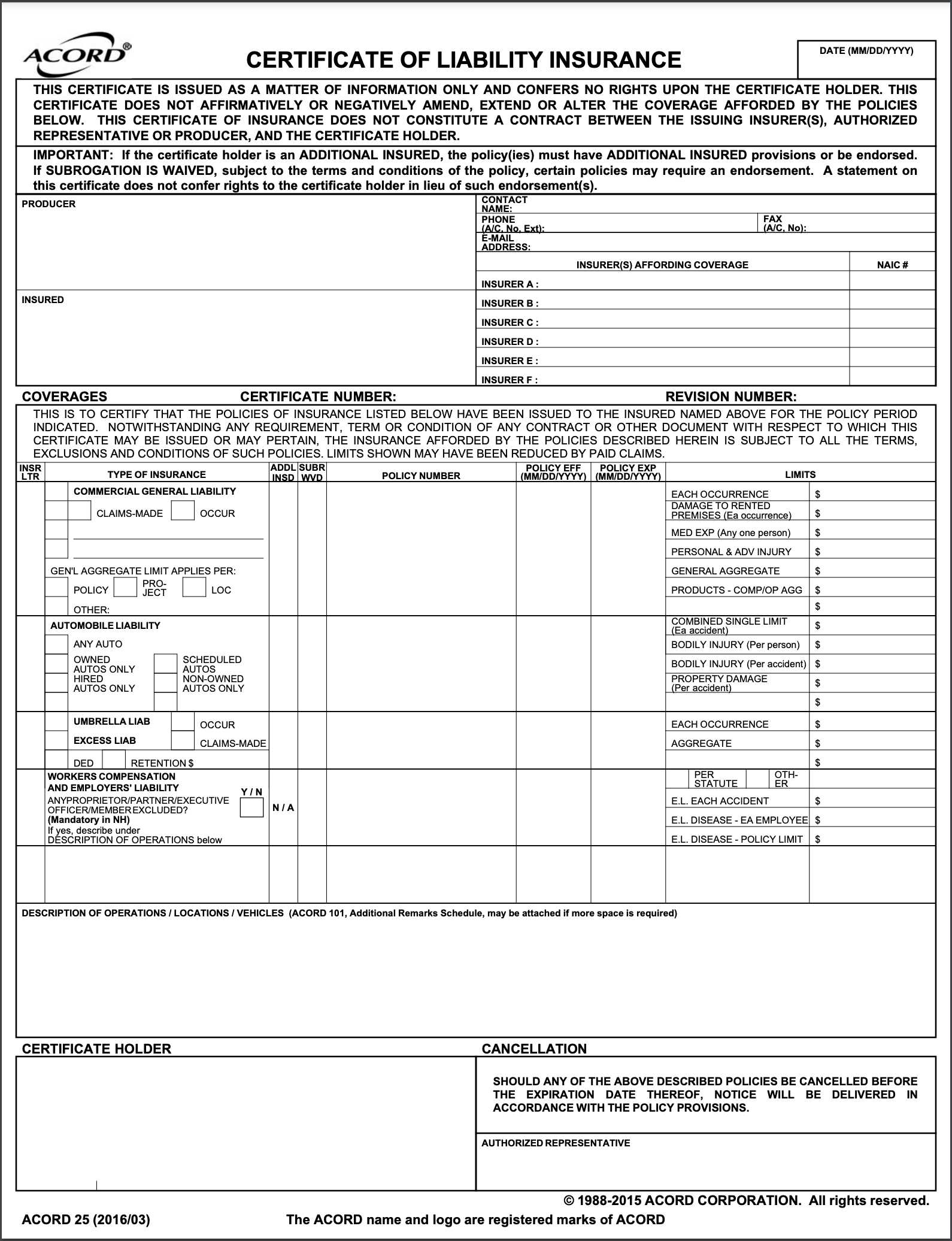 ACORD Form 25