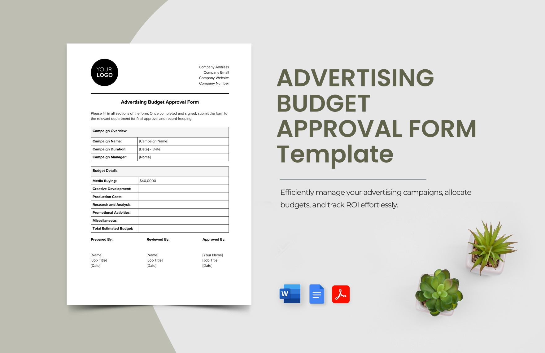 Advertising Budget Approval Form Template In Word PDF Google Docs Download Template