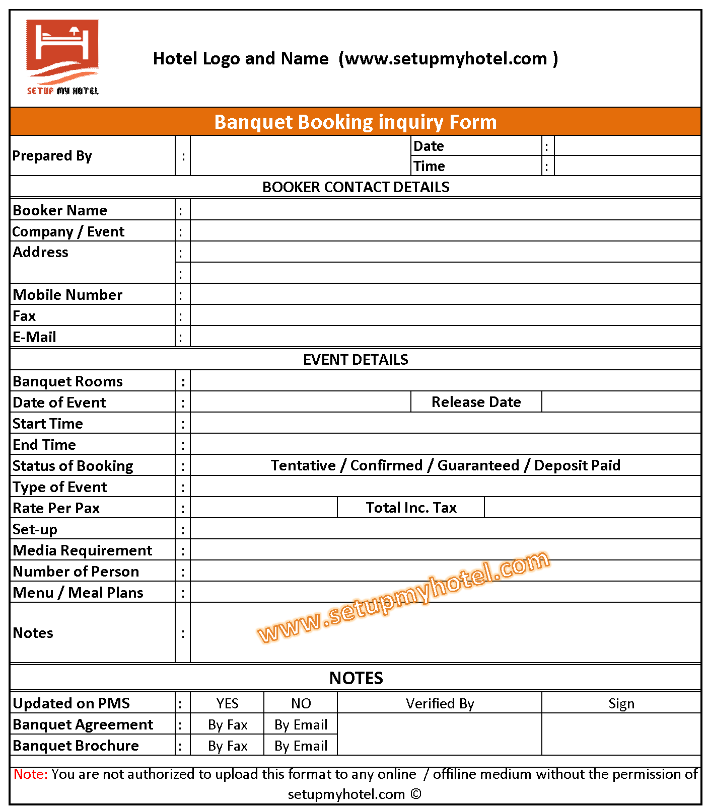 Banquet Enquiry Event Enquiry Form Sample SetupMyHotel