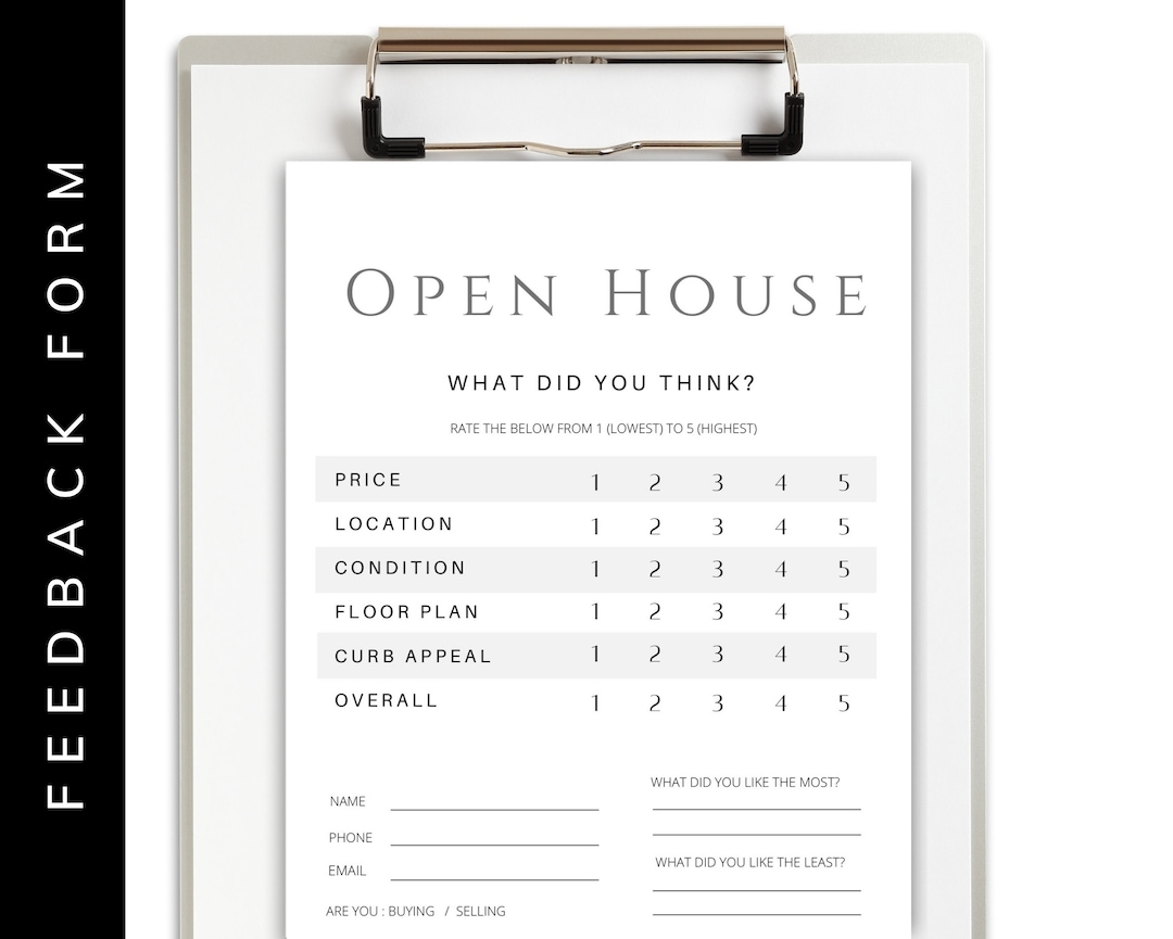 Best Seller Open House Feedback Form Editable Sheets Template Real Estate Marketing Canva Template Realtor Open House Flyers Etsy