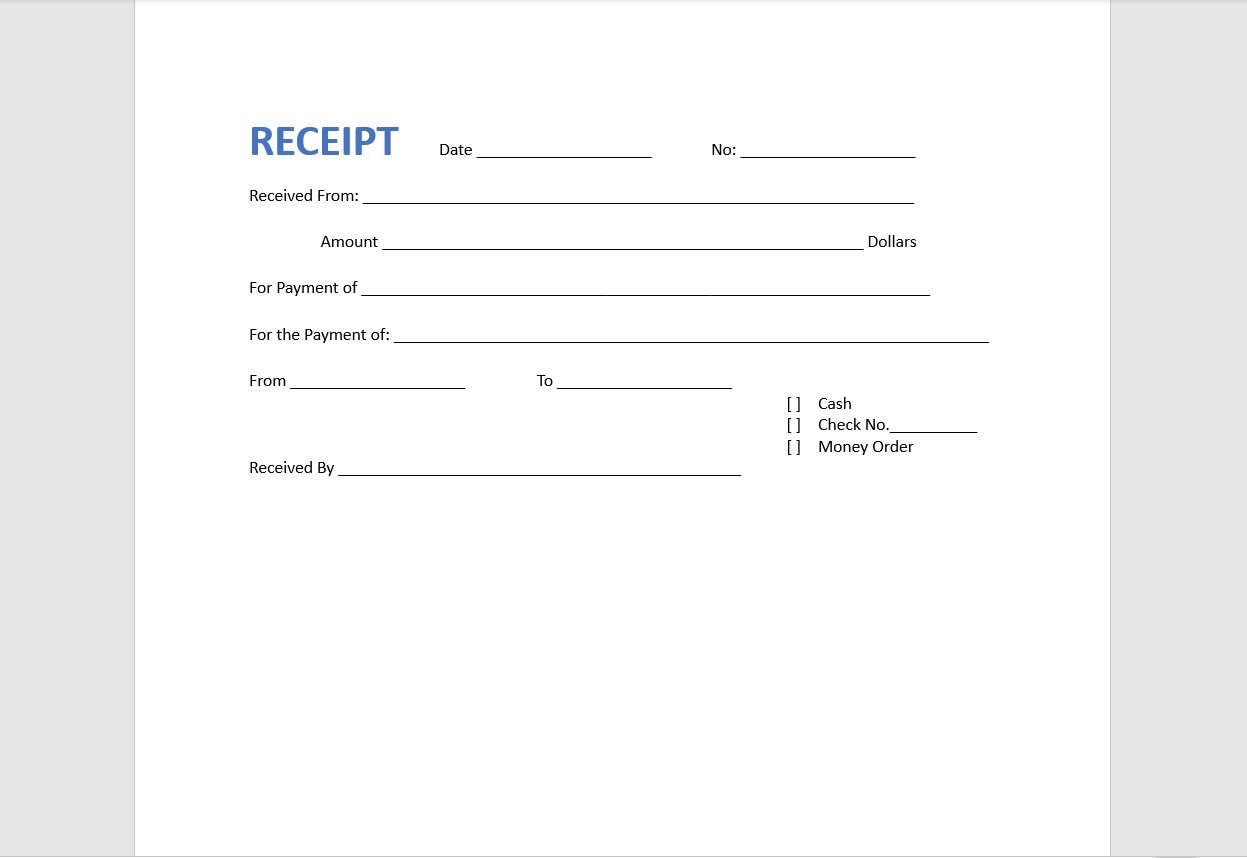 Cash Receipt Template Receipt Receipt Template Word Template Simple Template Word Template Word Receipt Simple Receipt Etsy