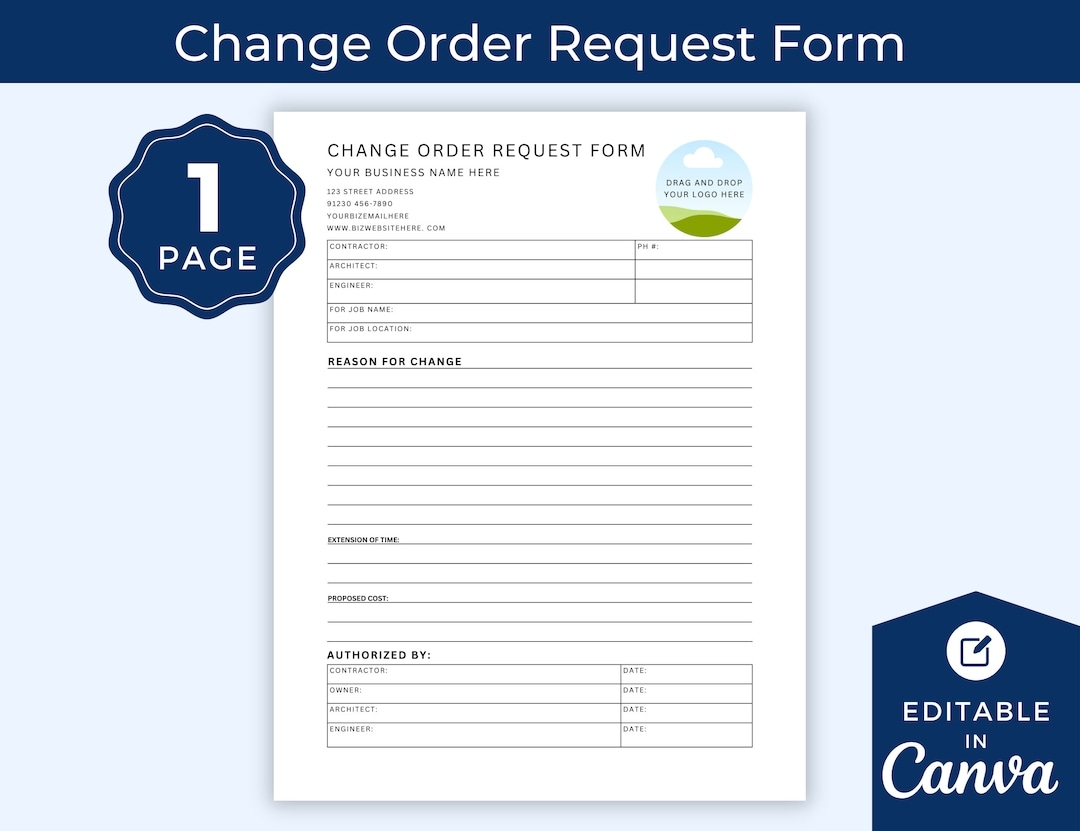 Change Order Form Template Construction