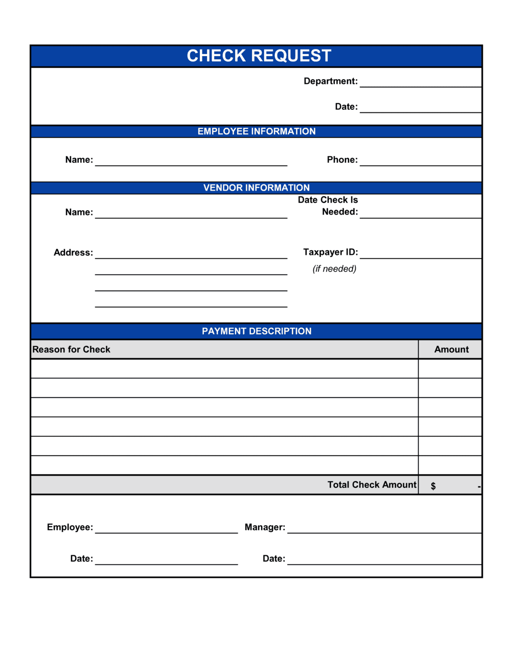 Check Request Form Template