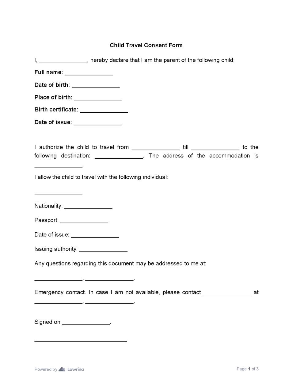 Trip Consent Form Template