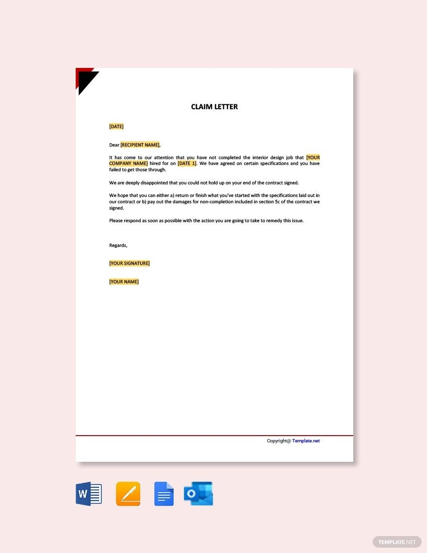 Claim Letter For Damaged Goods In Word Google Docs Pages PDF Download Template