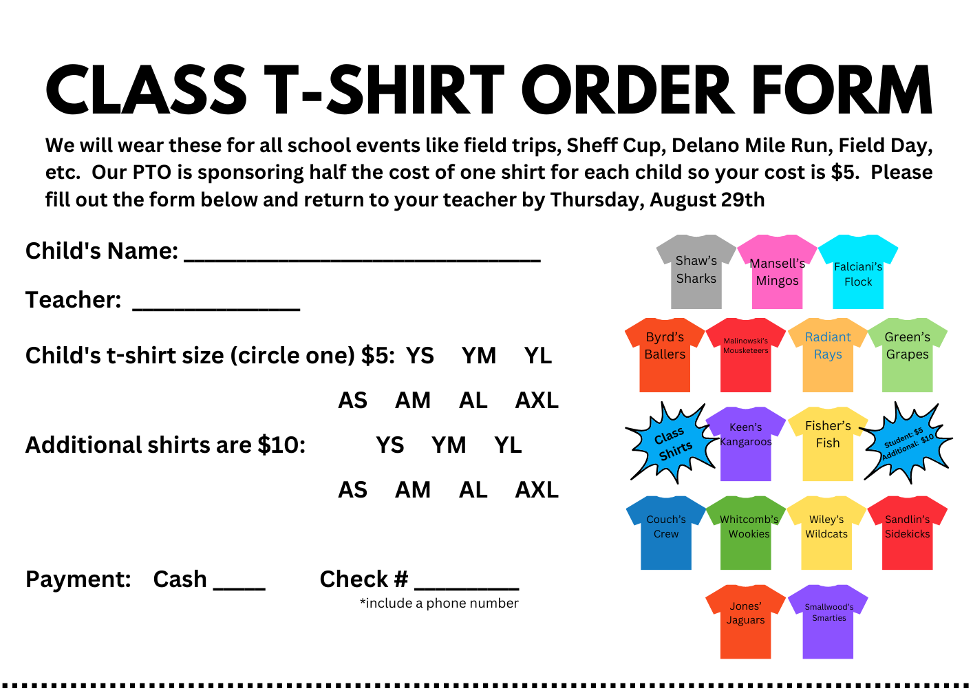 Custom Shirt Order Form Template