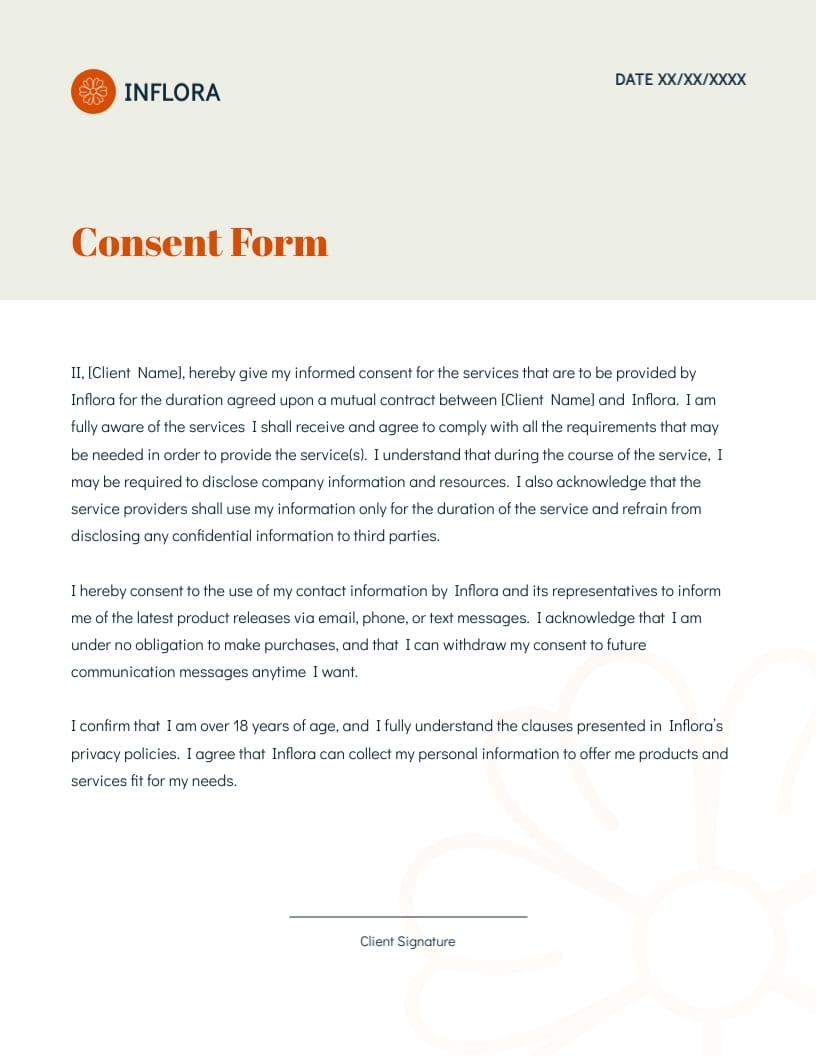 Client Consent Form Template Visme