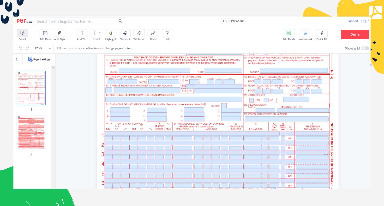 1500 Form Template