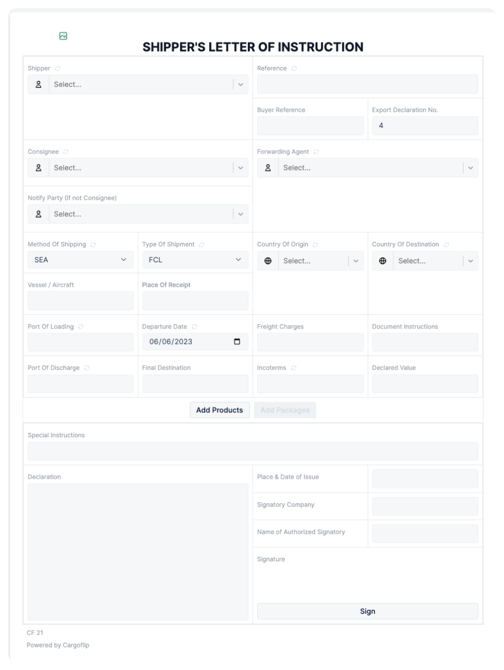 Create A Shipper s Letter Of Instruction Free Template Download Cargoflip