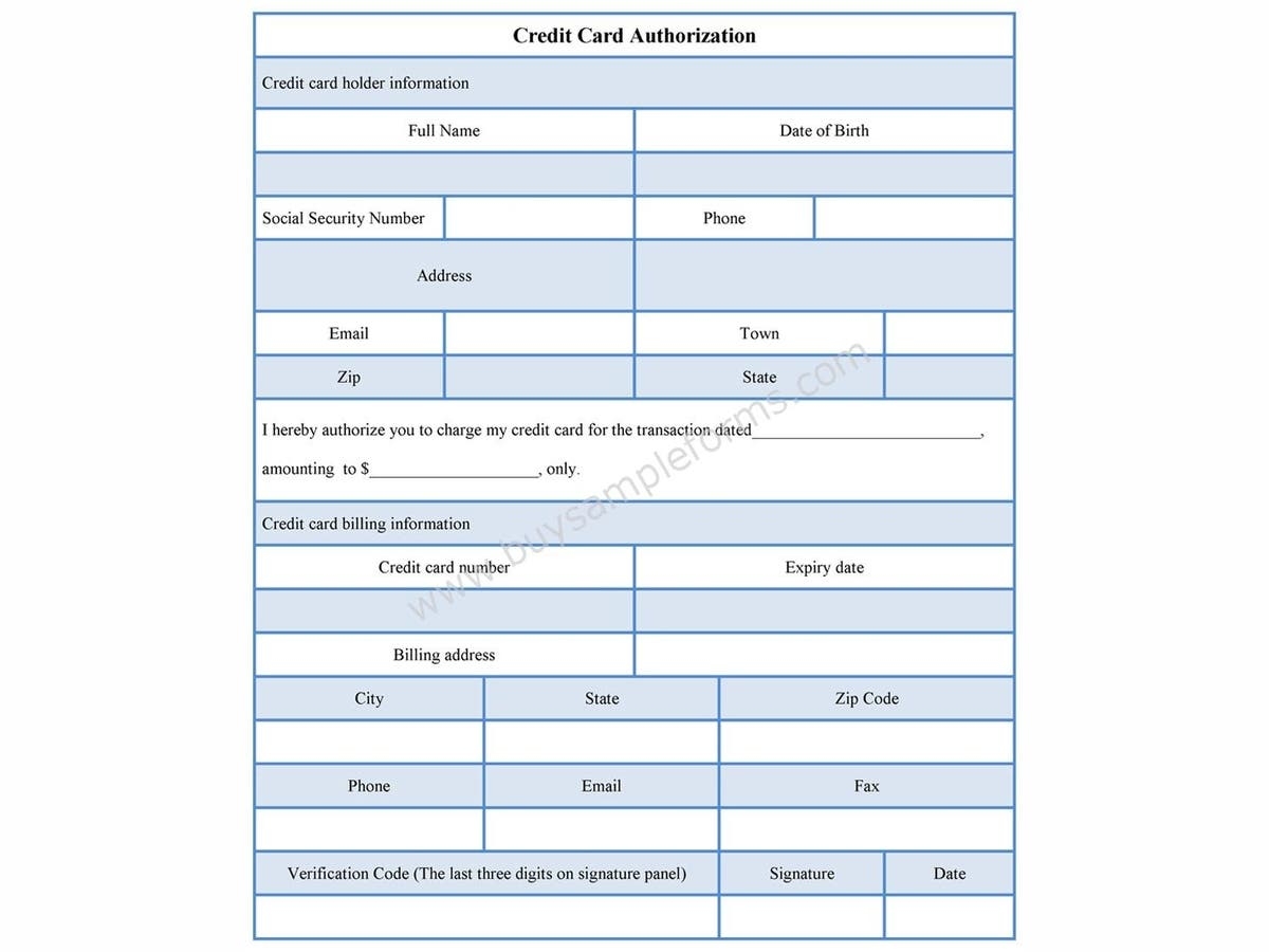 Cc Auth Form Template