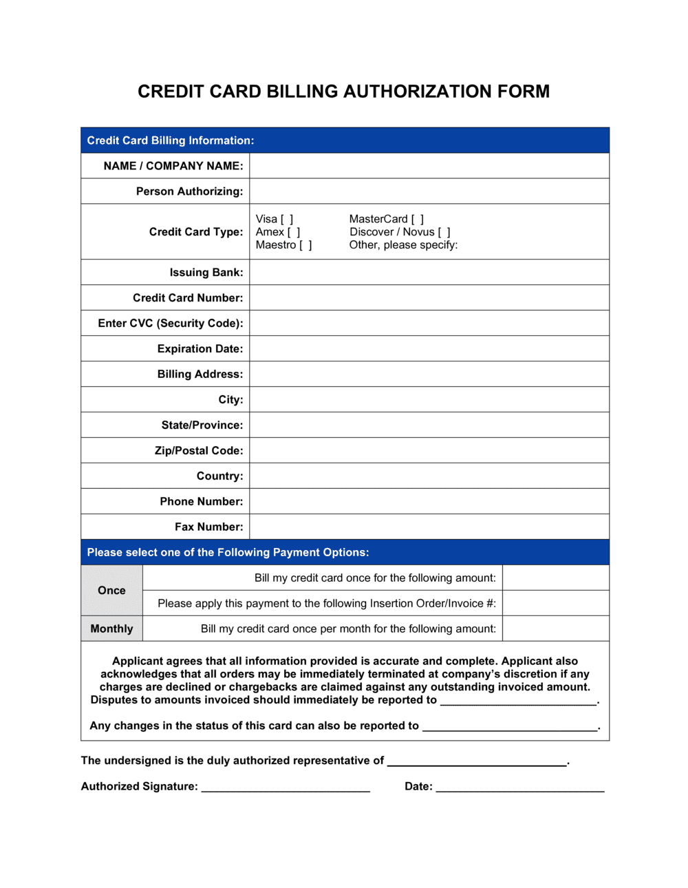 Credit Card Payment Form Template