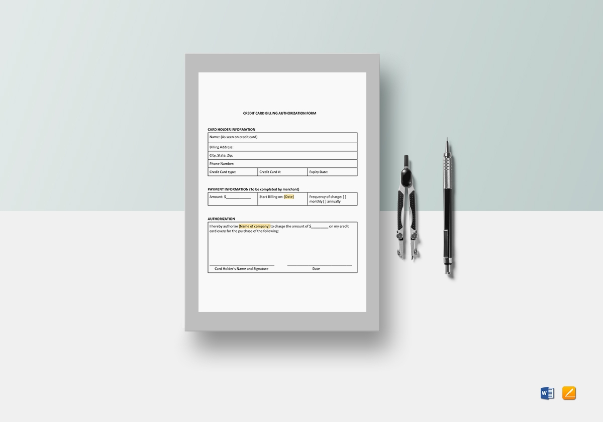 Credit Card Billing Authorization Template In Word Google Docs Apple Pages