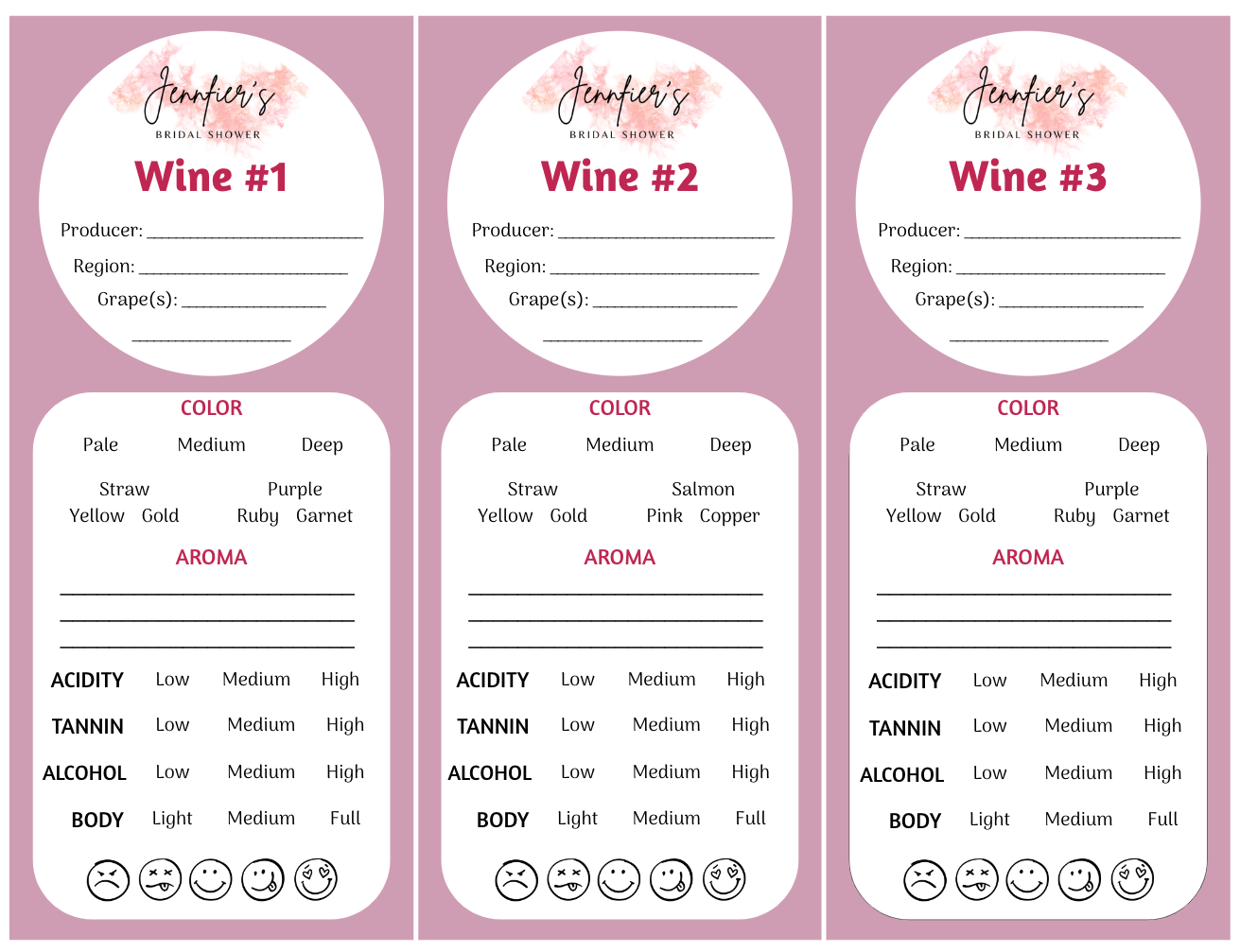 Custom Wine Tasting Placemat