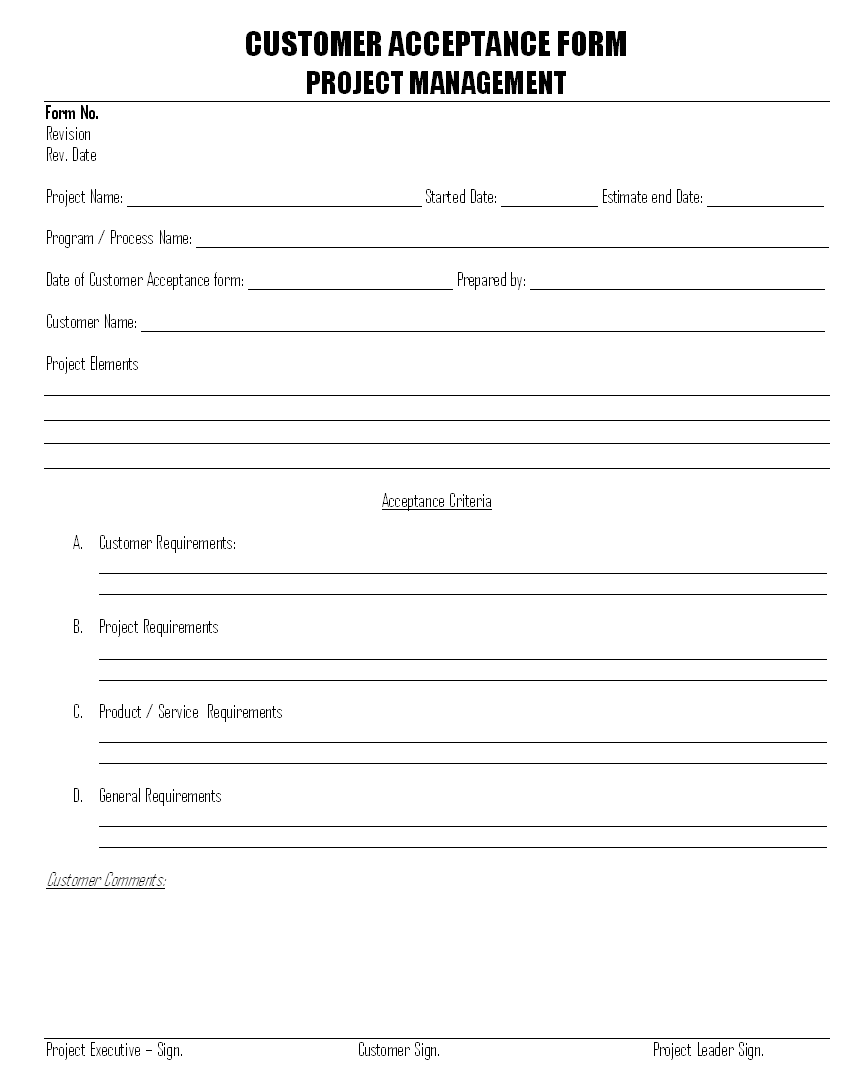 Customer Acceptance Documentation 