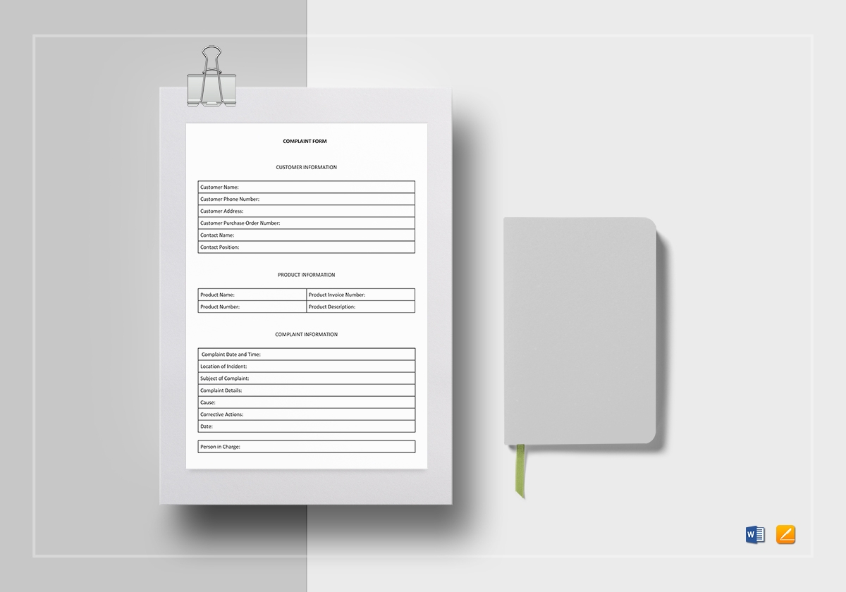 Customer Complaint Form Template In Word Google Docs Apple Pages