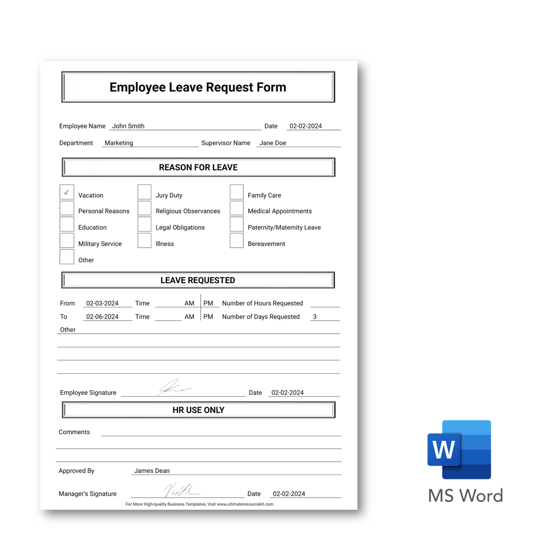 Detailed Leave Request Form High Quality Template 2025 