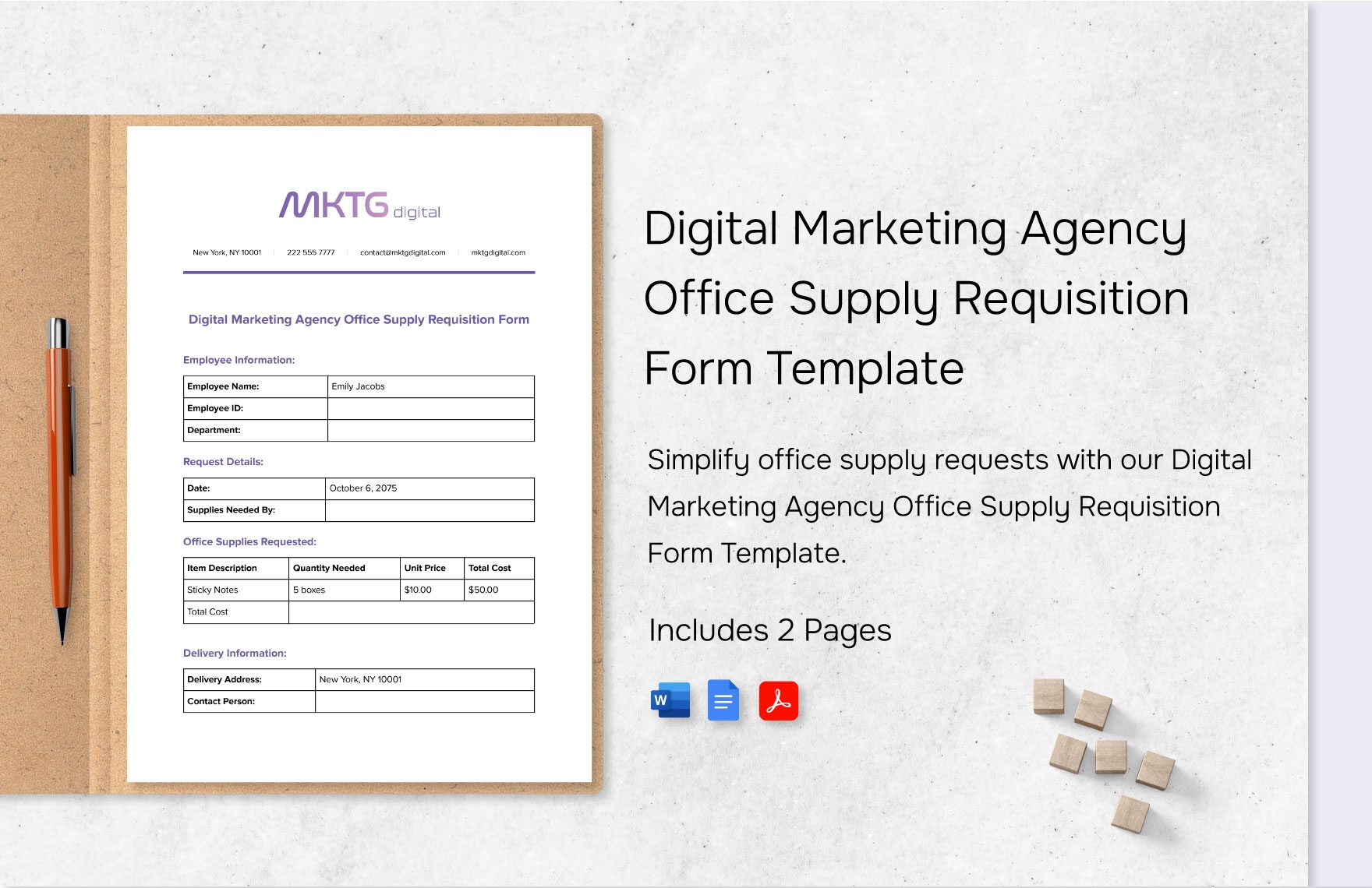 Digital Marketing Agency Office Supply Requisition Form Template In Word PDF Google Docs Download Template