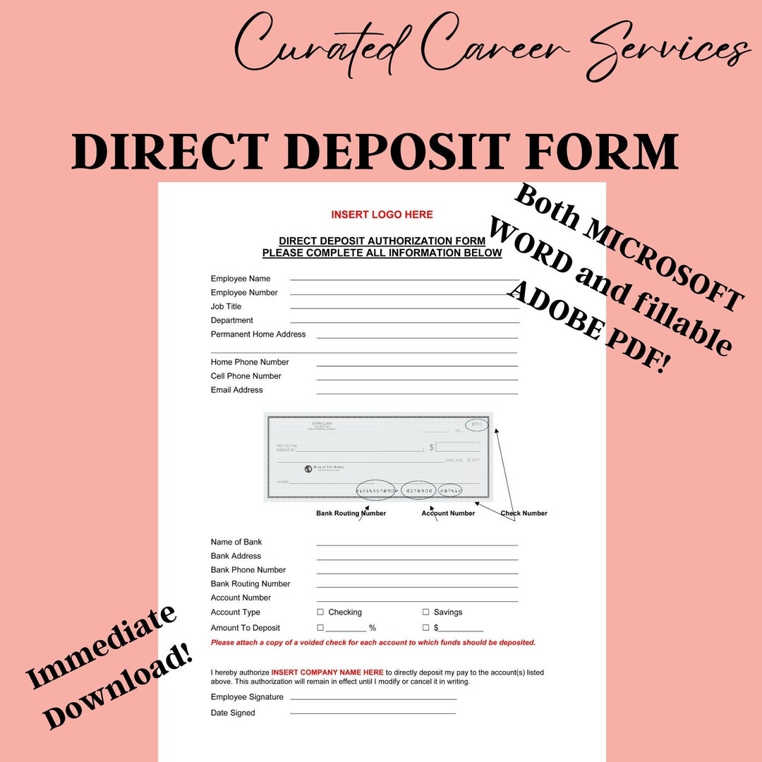 Ach Deposit Form Template
