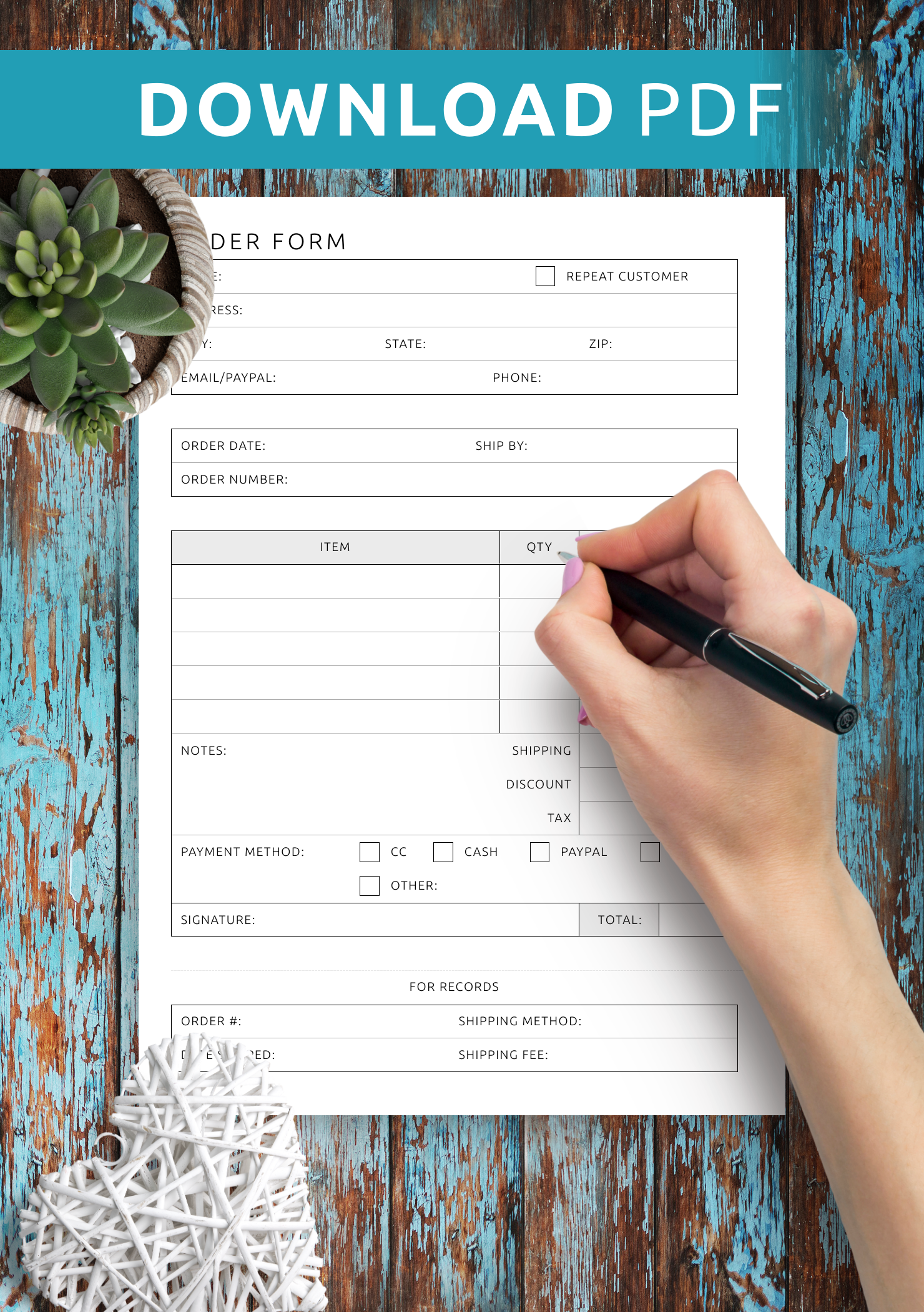 Free Printable Order Form Templates