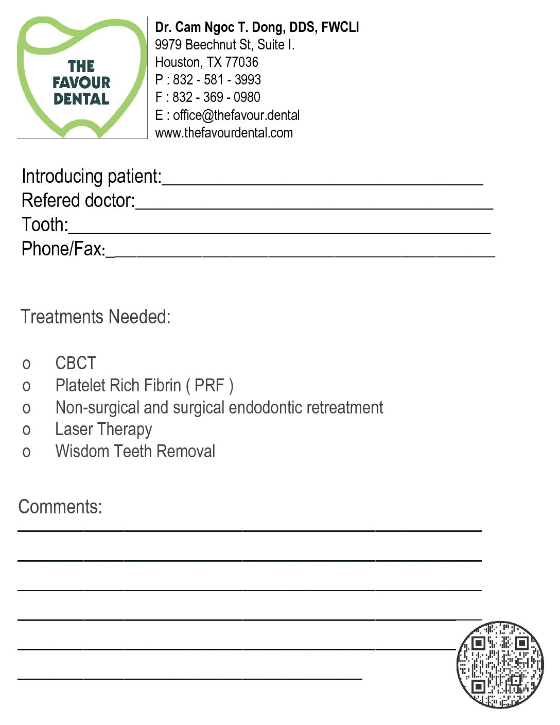 Dental Referral Form Template