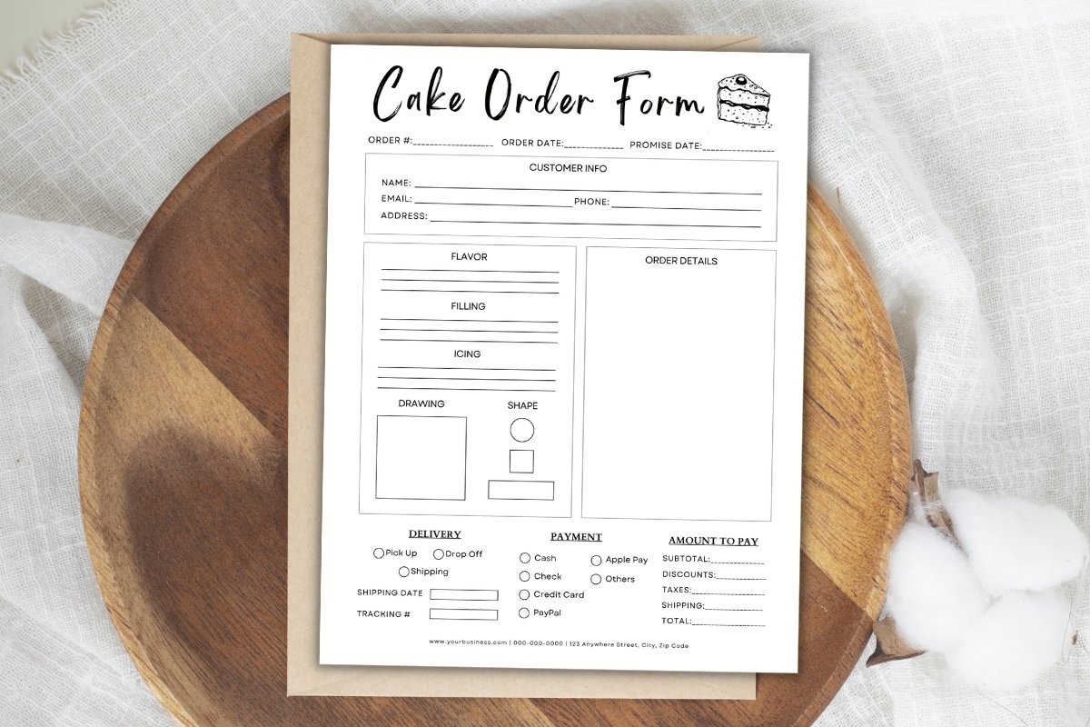 Cake Order Form Template Free