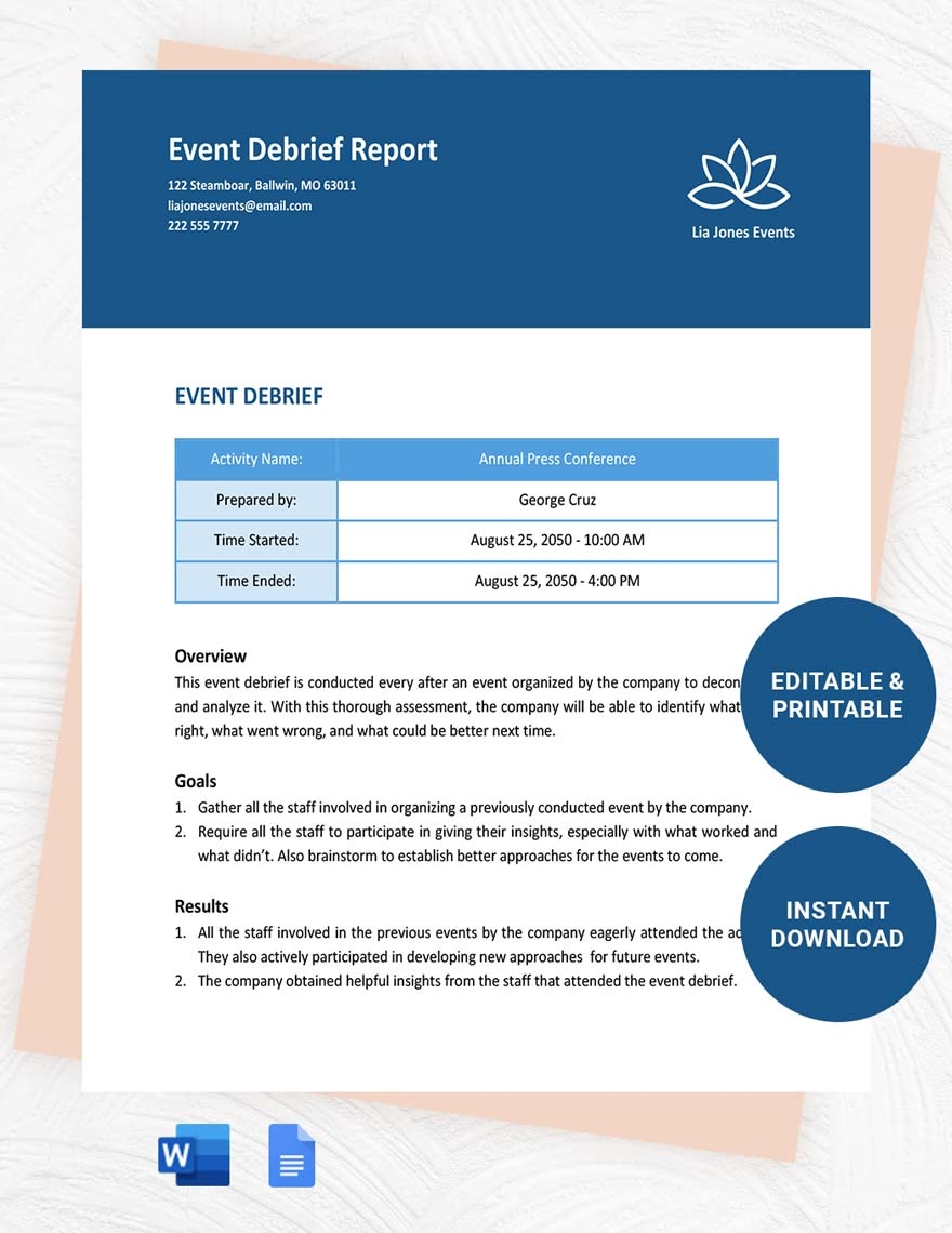 Editable Debrief Templates In Word To Download