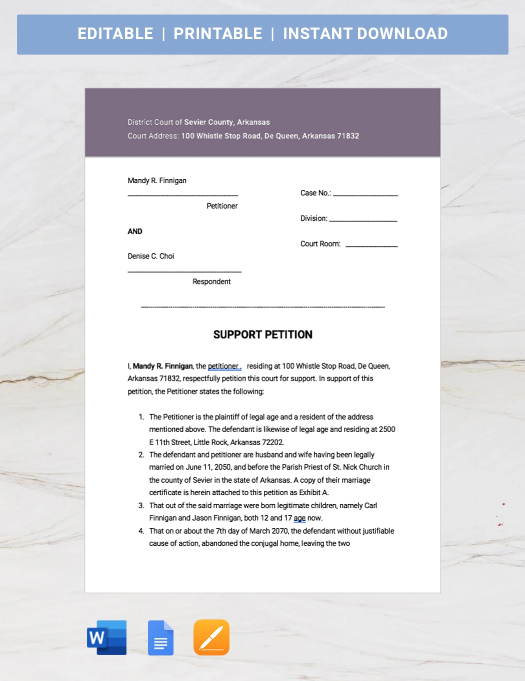 Template For A Petition Form